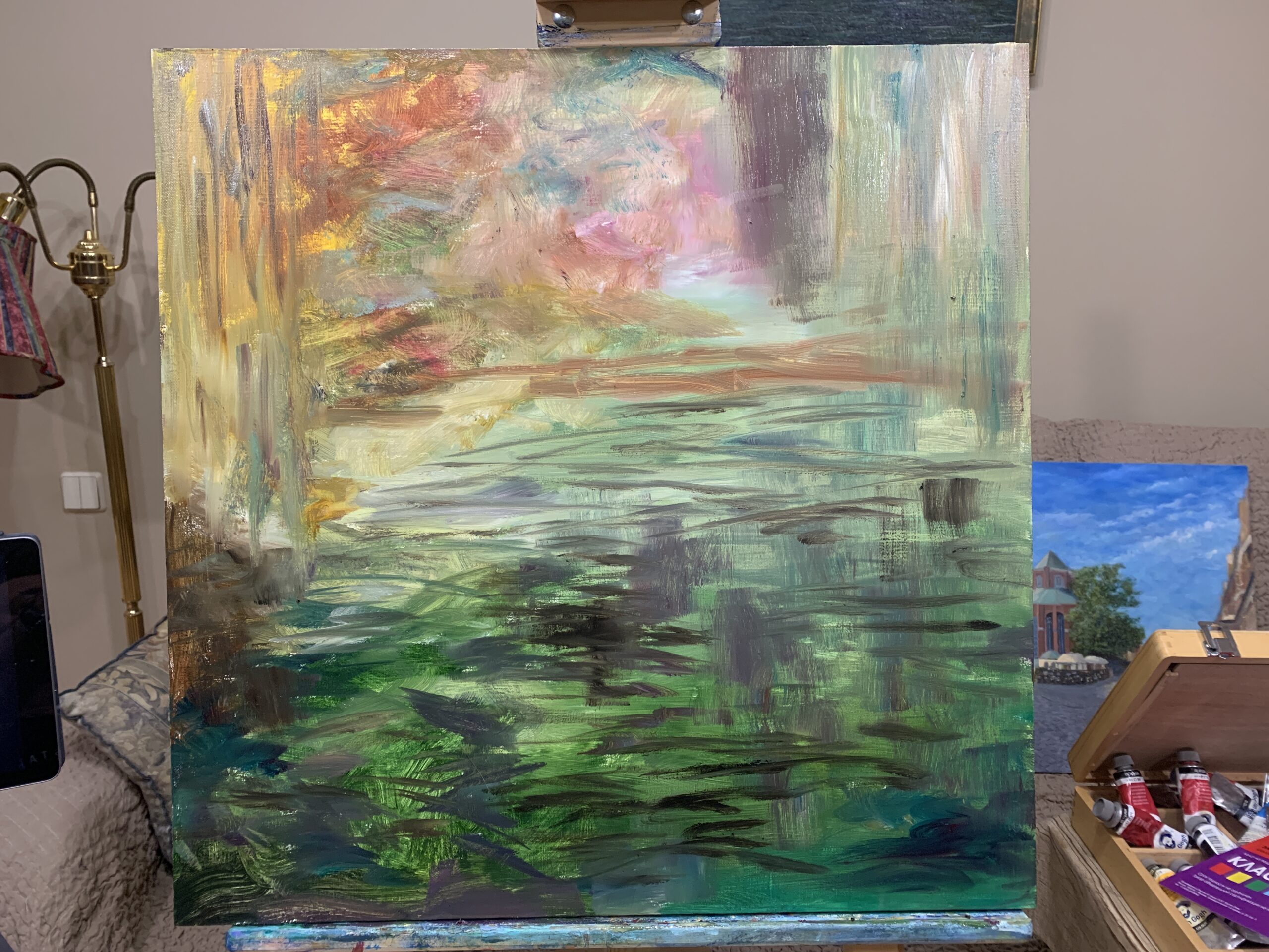 Pond at Giverny by Albert Safiullin Monet pond Giverny landscape lillies artist oil painting Albert Safiullin