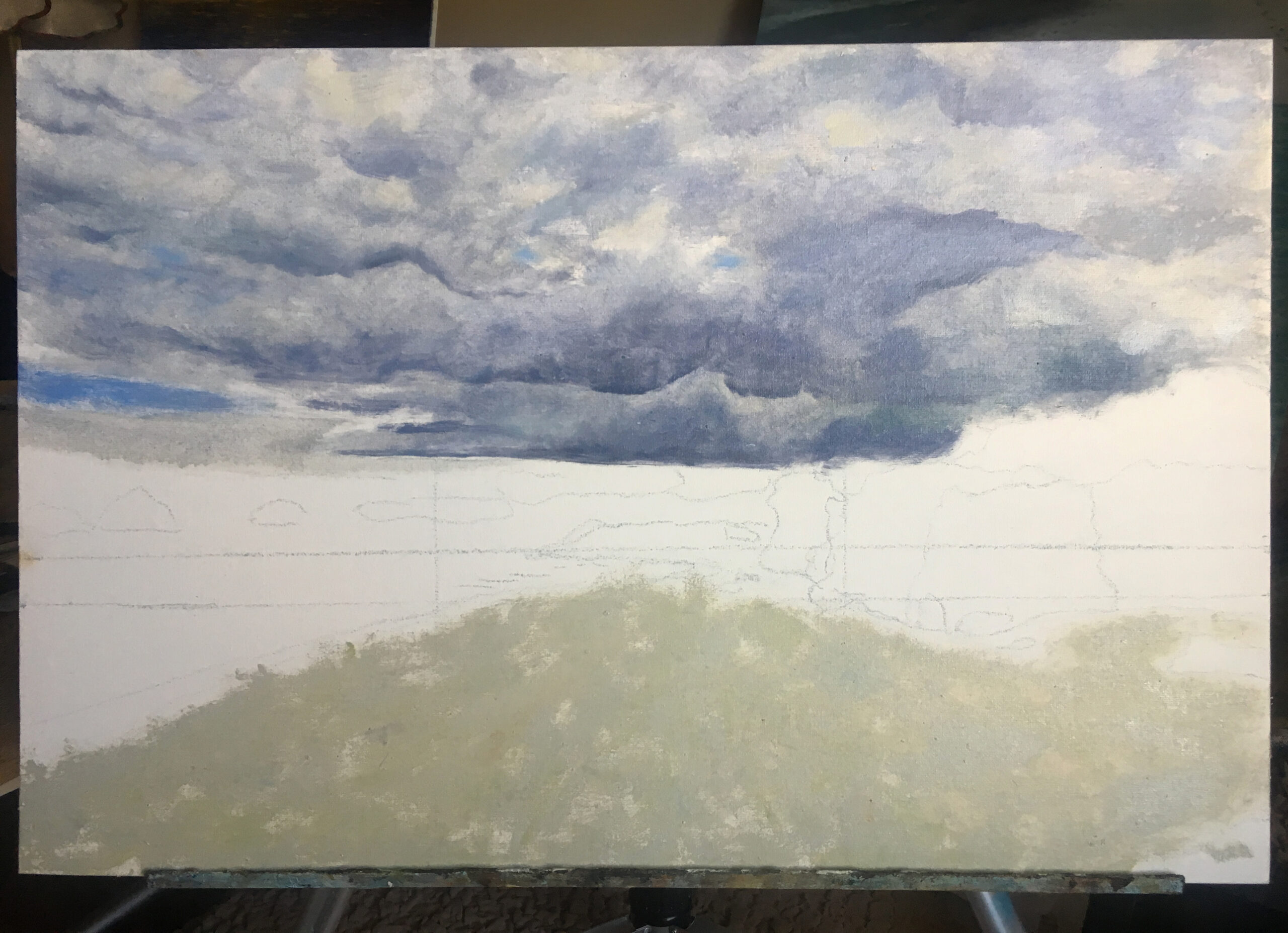 The sea in Ragaciems Before the rain painting by Albert Safiullin Sea Ragaciems landscape Latvija Jurmala oil painting Albert Safiullin