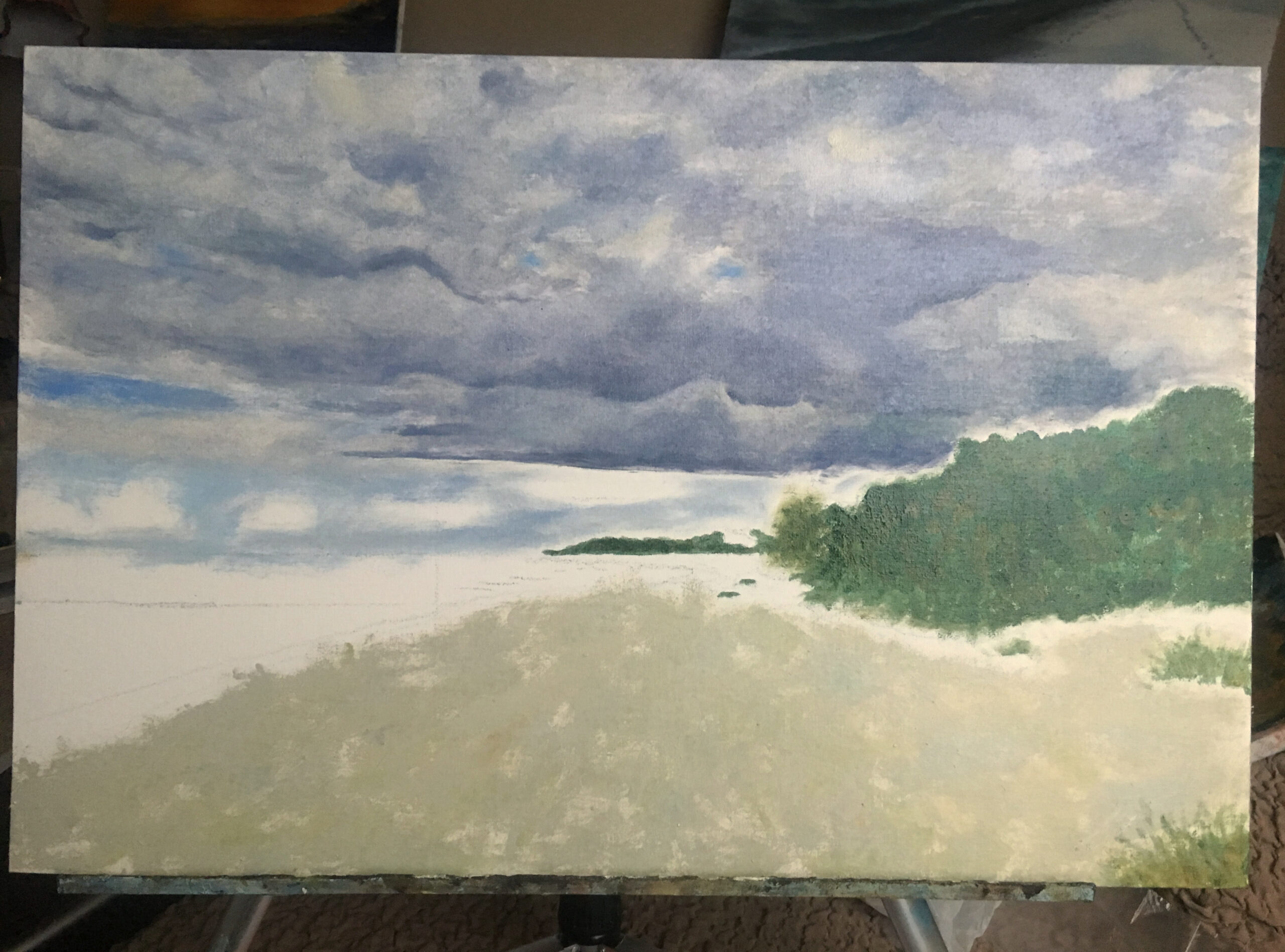 The sea in Ragaciems Before the rain painting by Albert Safiullin Sea Ragaciems landscape Latvija Jurmala oil painting Albert Safiullin