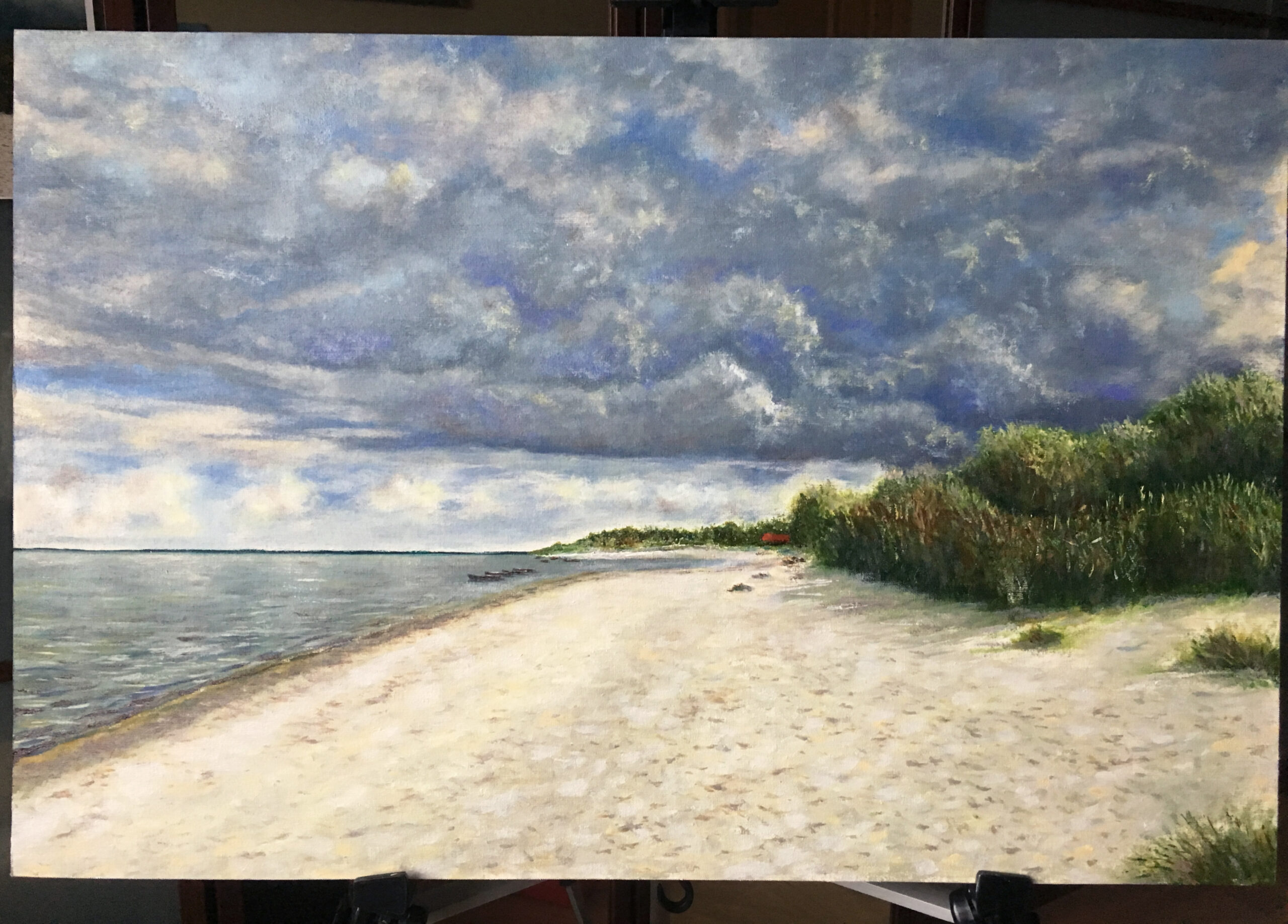 The sea in Ragaciems Before the rain painting by Albert Safiullin Sea Ragaciems landscape Latvija Jurmala oil painting Albert Safiullin