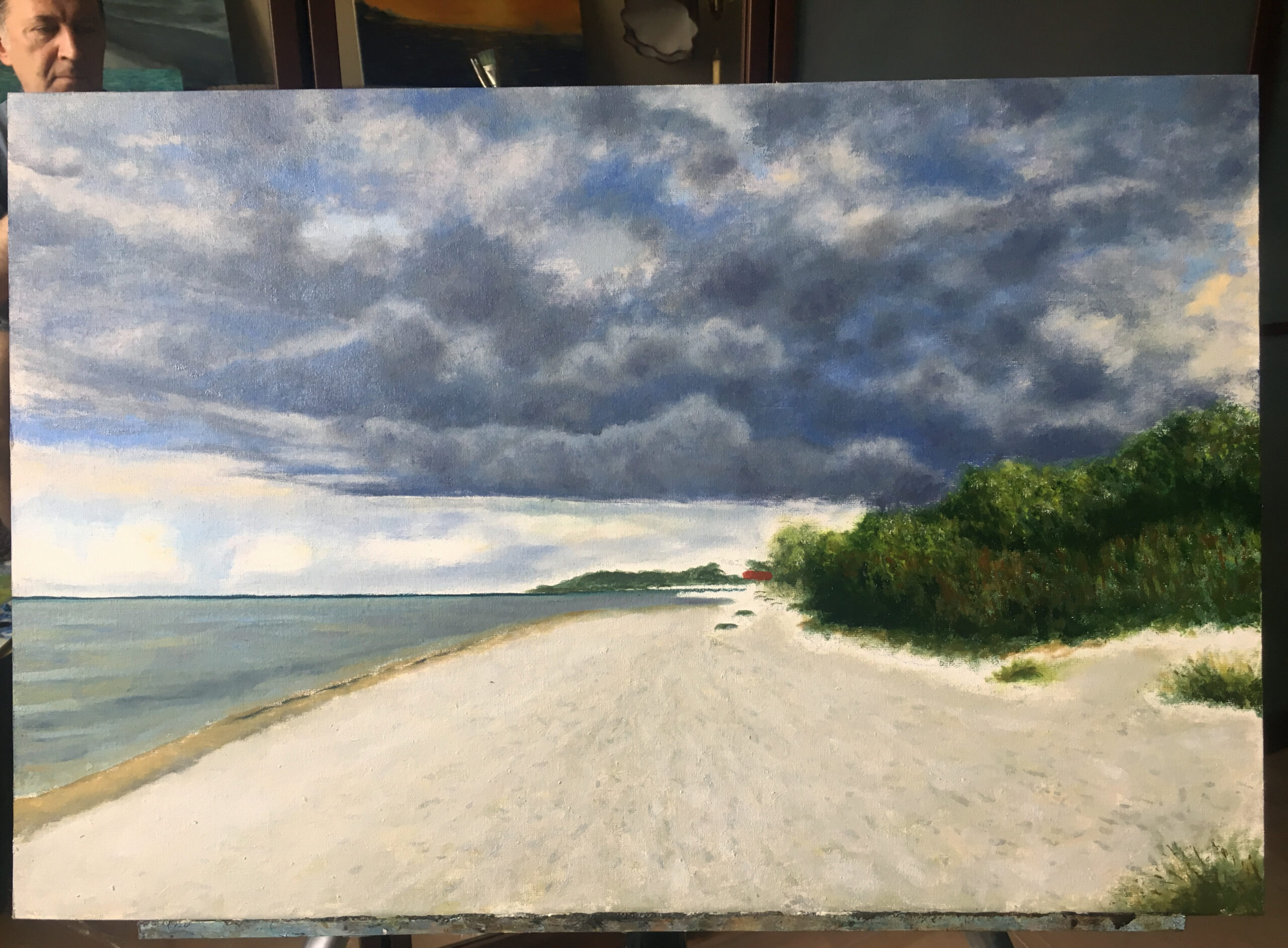 The sea in Ragaciems Before the rain painting by Albert Safiullin Sea Ragaciems landscape Latvija Jurmala oil painting Albert Safiullin