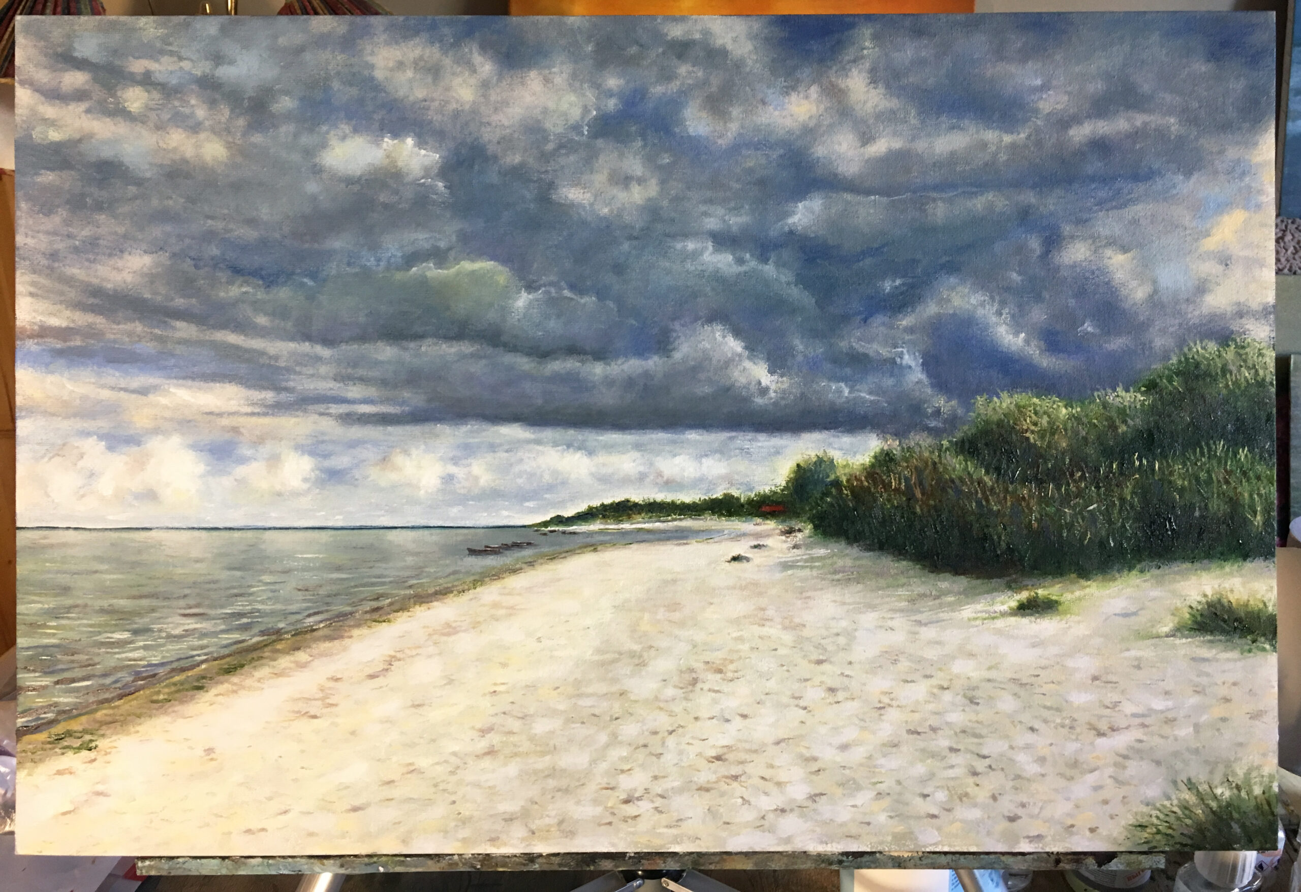The sea in Ragaciems Before the rain painting by Albert Safiullin Sea Ragaciems landscape Latvija Jurmala oil painting Albert Safiullin