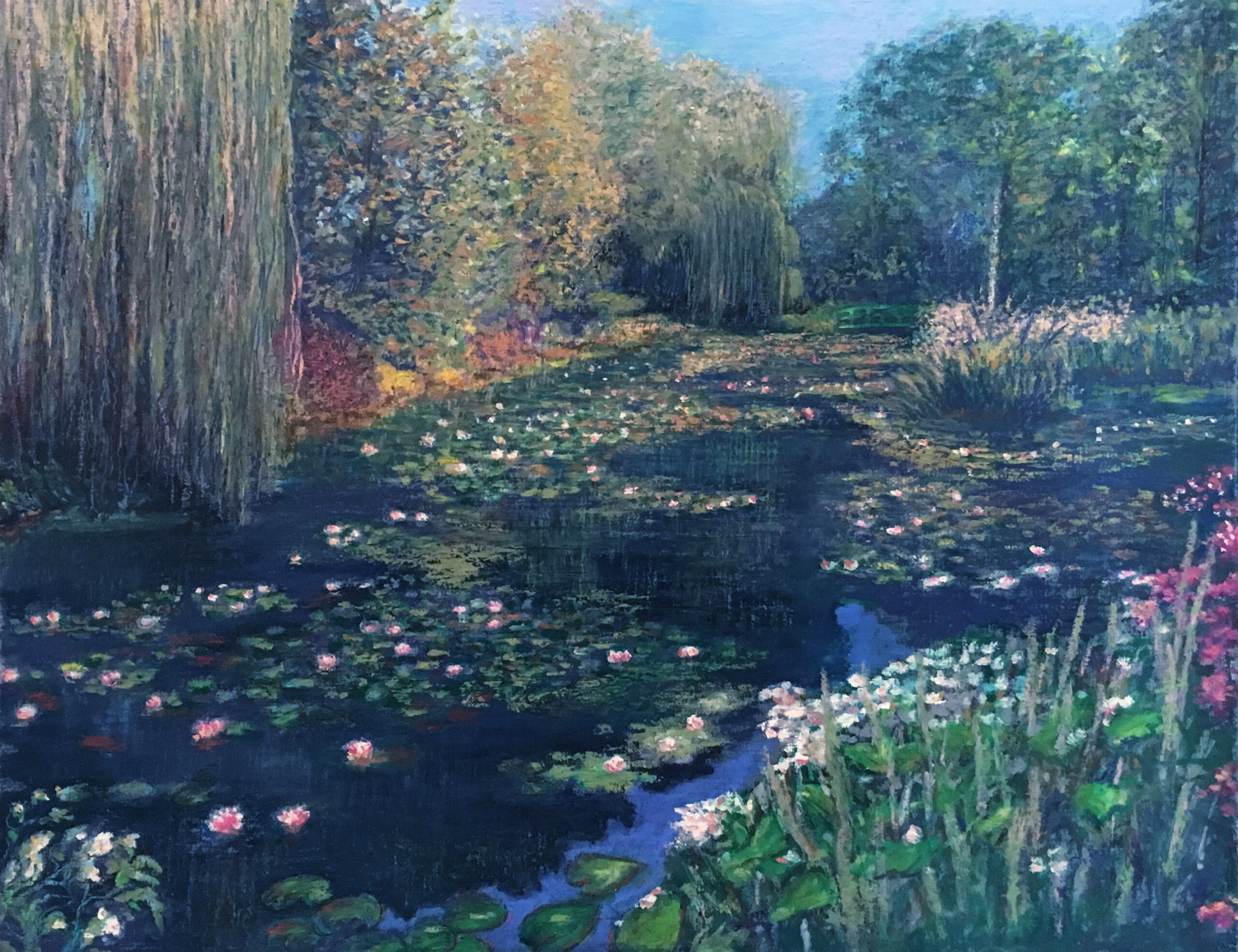 FINAL Pond at Giverny painting by Albert Safiullin Pond Giverny Monet oil pastel painting artist Albert Safiullin