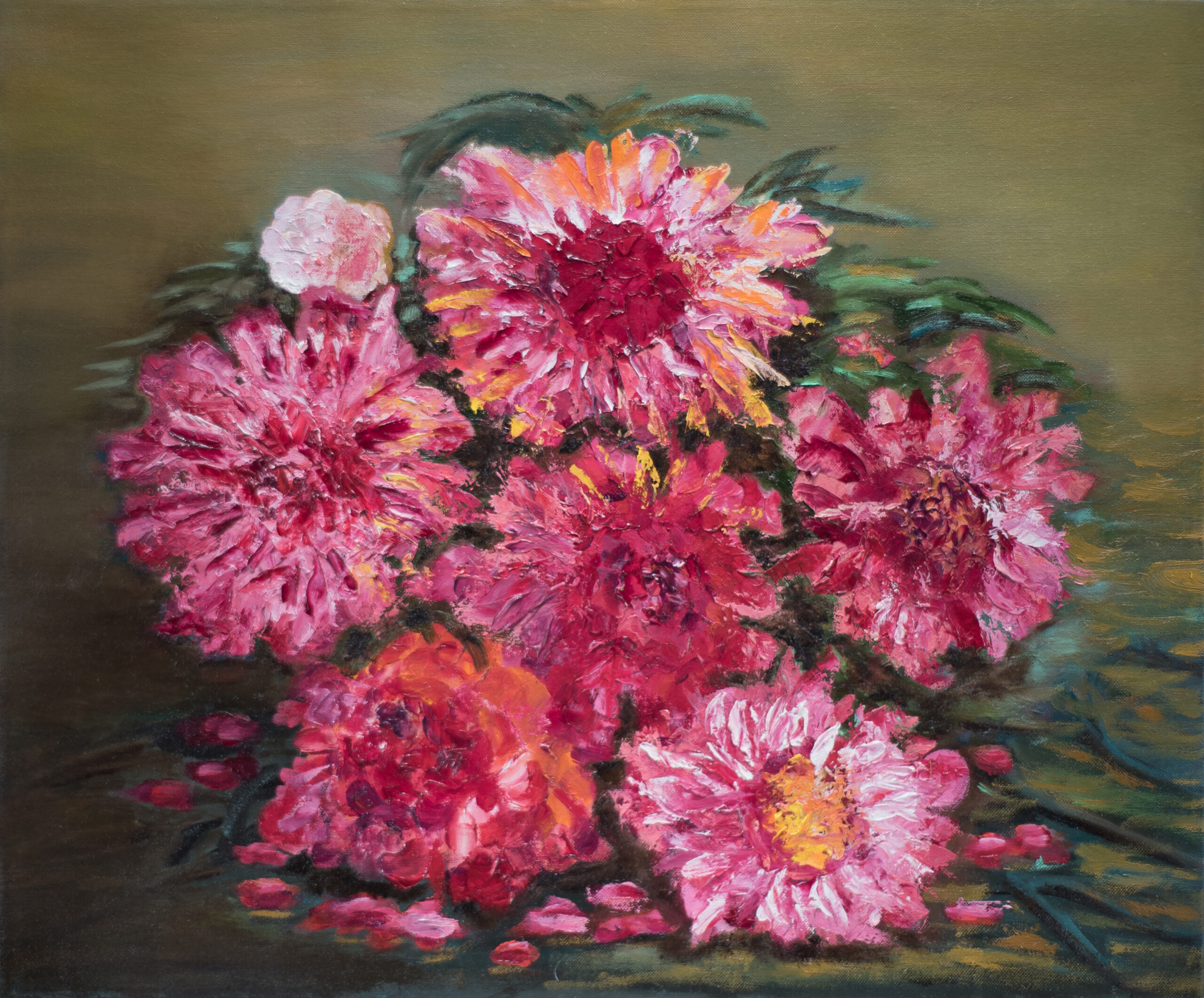 Flowers peonies painting by Albert Safiullin Flowers peonies oil painting artist Albert Safiullin