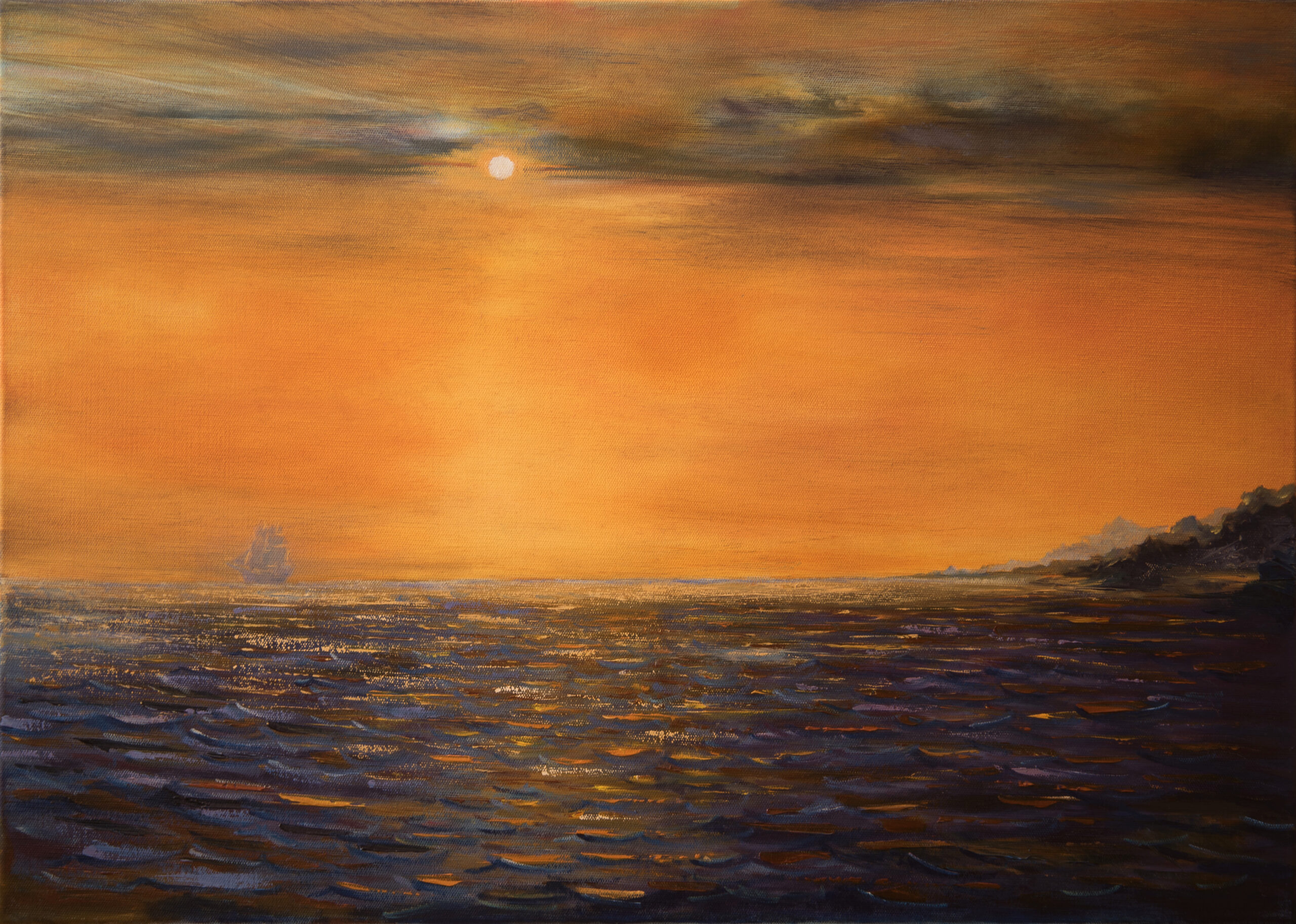 FINAL Black Sea in April oil painting by Albert Safiullin Black Sea landscape oil painting artist Albert Safiullin