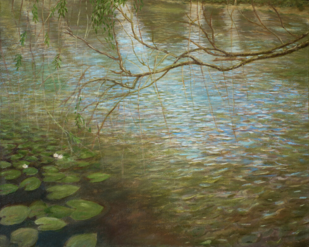 River landscape spring oil painting artist Albert Safiullin