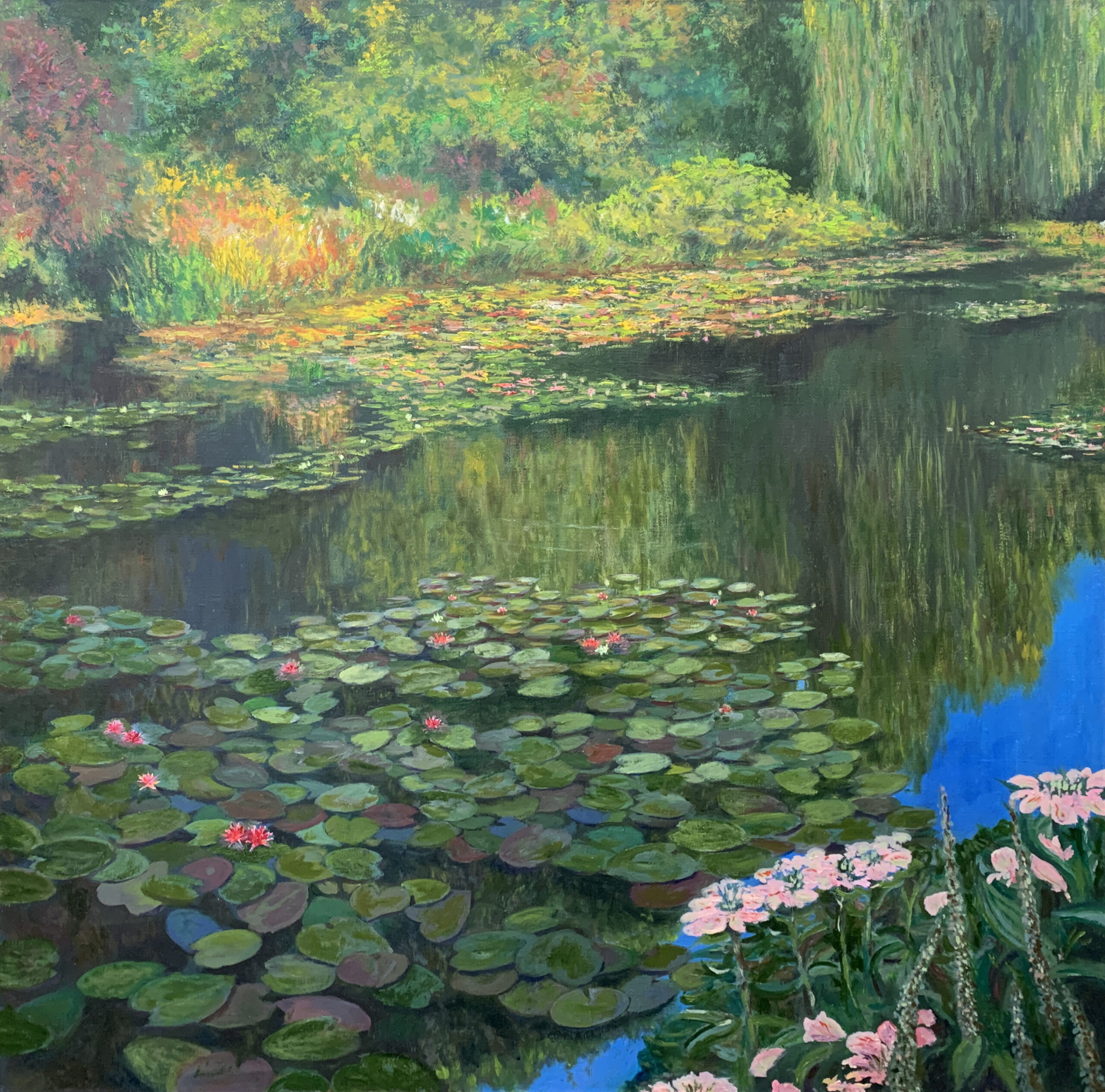 ond at Giverny by Albert Safiullin Monet pond Giverny landscape lillies artist oil painting Albert Safiullin