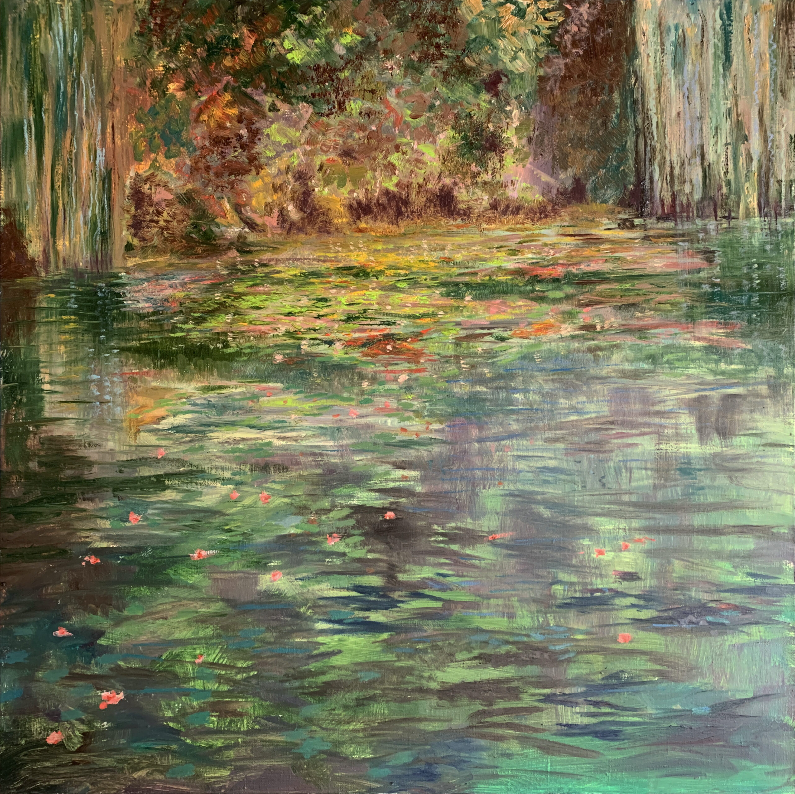 Pond at Giverny by Albert Safiullin Monet pond Giverny landscape lillies artist oil painting Albert Safiullin