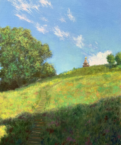 Rural summer landscape oil painting artist Albert Safiullin