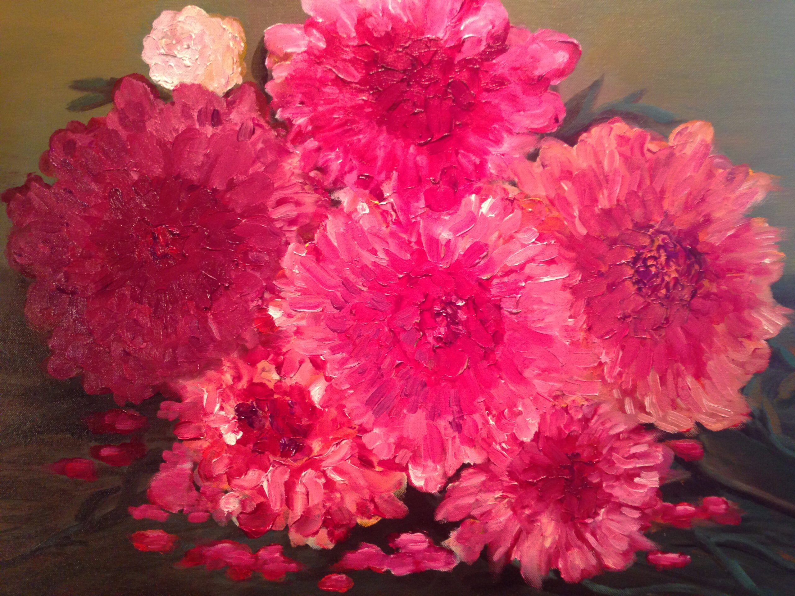 Flowers peonies painting by Albert Safiullin Flowers peonies oil painting artist Albert Safiullin