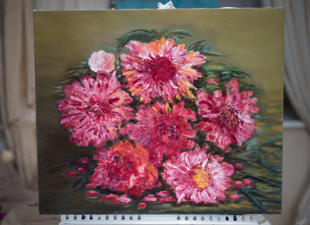 Flowers peonies oil painting artist Albert Safiullin