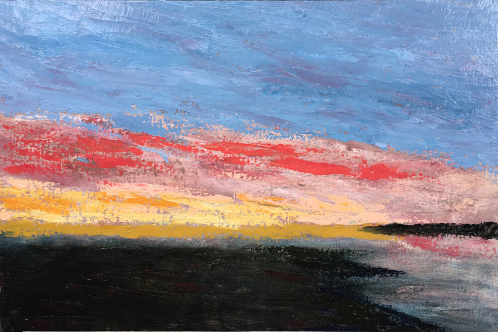 Dawn Morbihan sea Bretagne oil painting Albert Safiullin