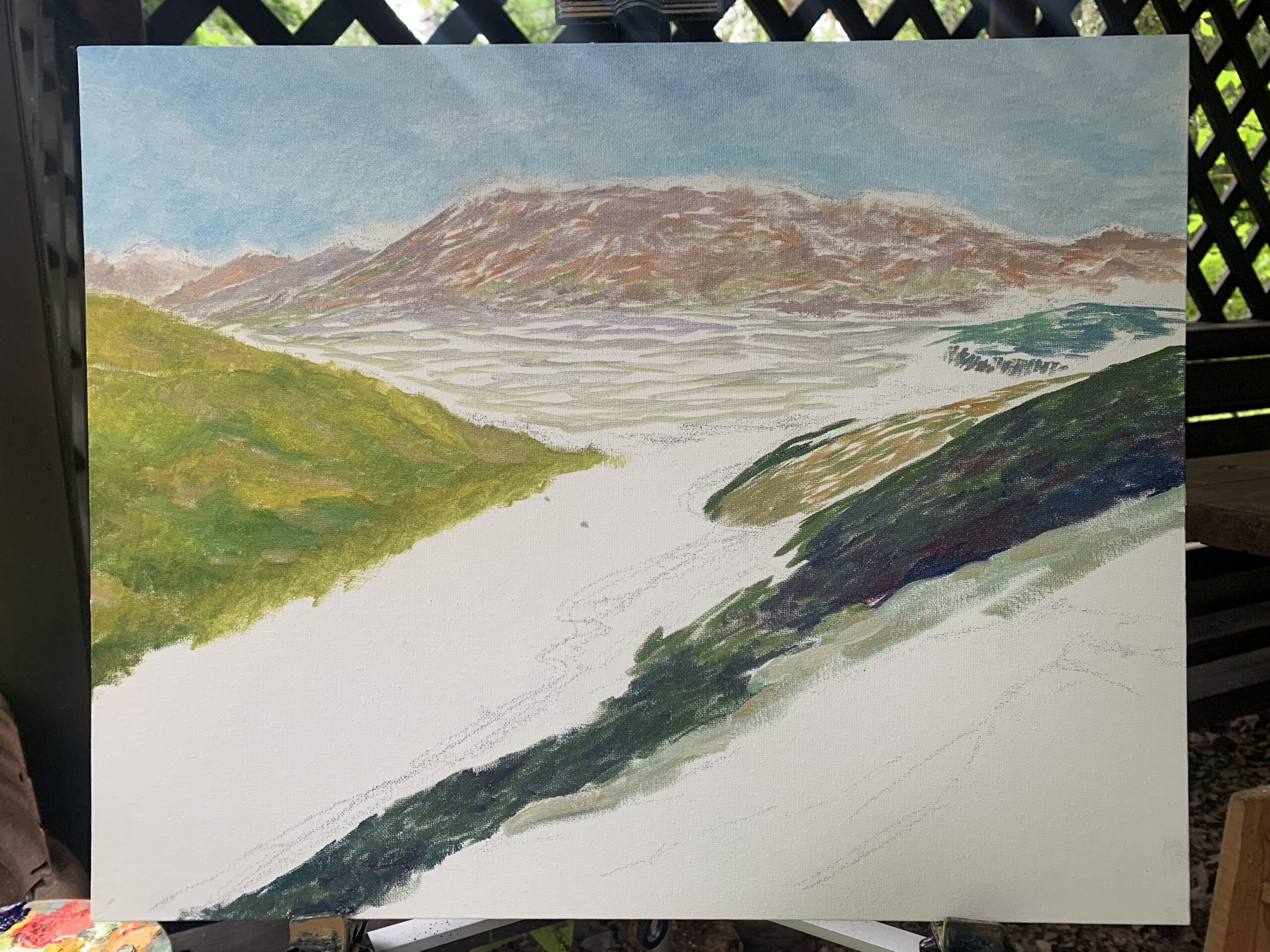 Mountain landscape Safedchashma Samsoliq village oil painting artist Albert Safiullin