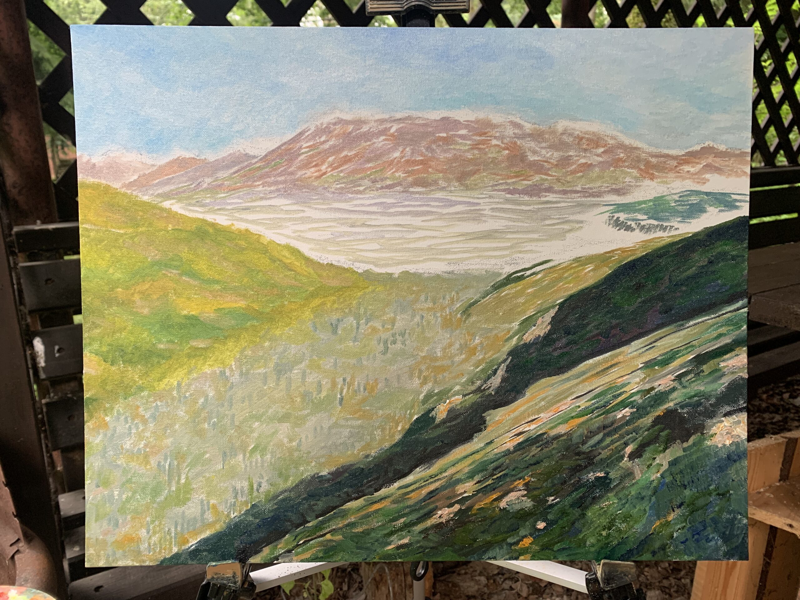 Mountain landscape Safedchashma Samsoliq village oil painting artist Albert Safiullin