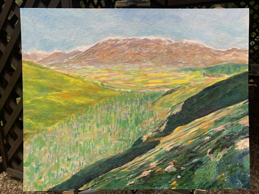 Mountain landscape Safedchashma Samsoliq village oil painting artist Albert Safiullin