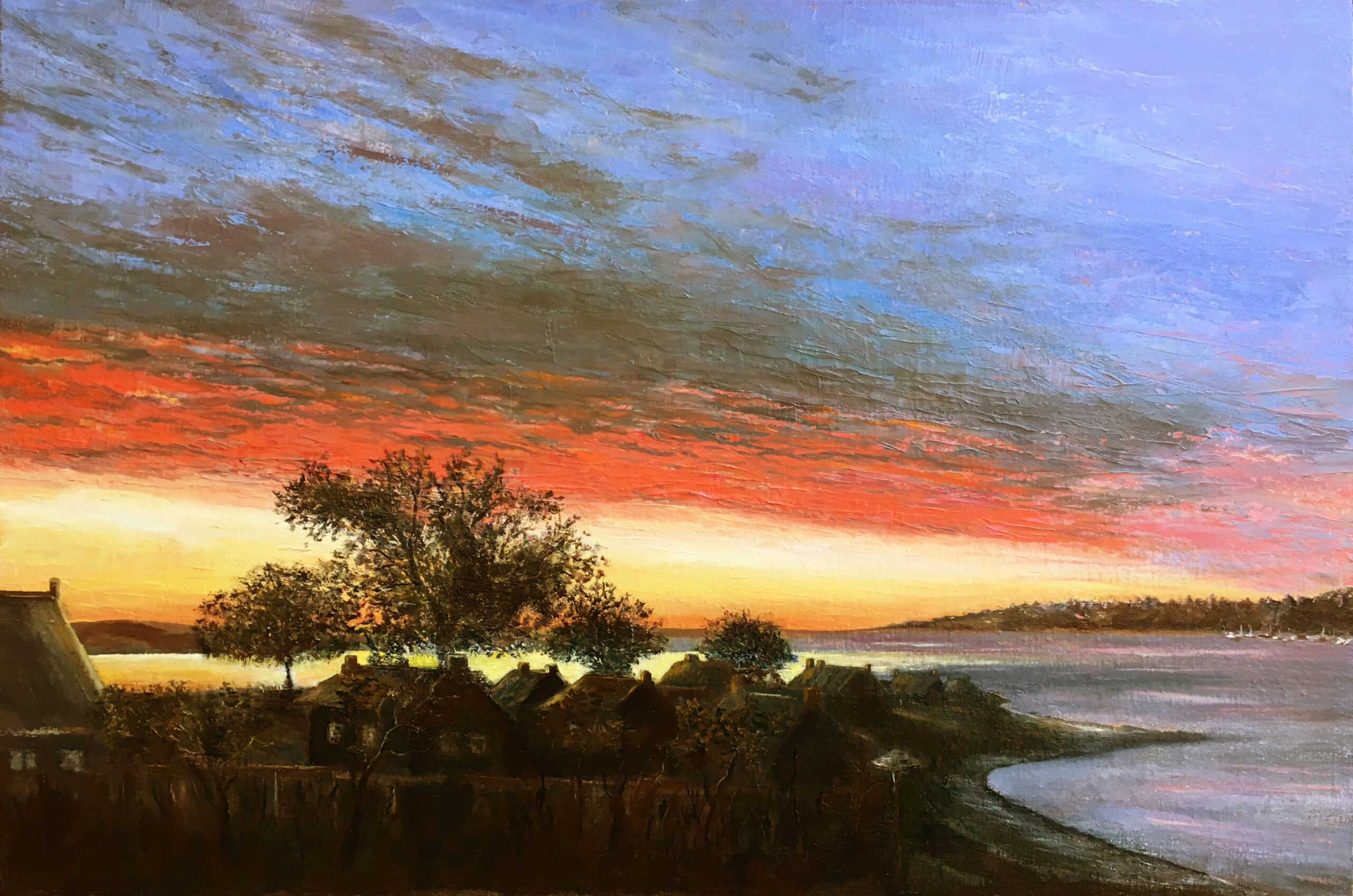 Dawn on the Gulf of Morbihan painting by Albert Safiullin Dawn Morbihan sea Bretagne oil painting Albert Safiullin