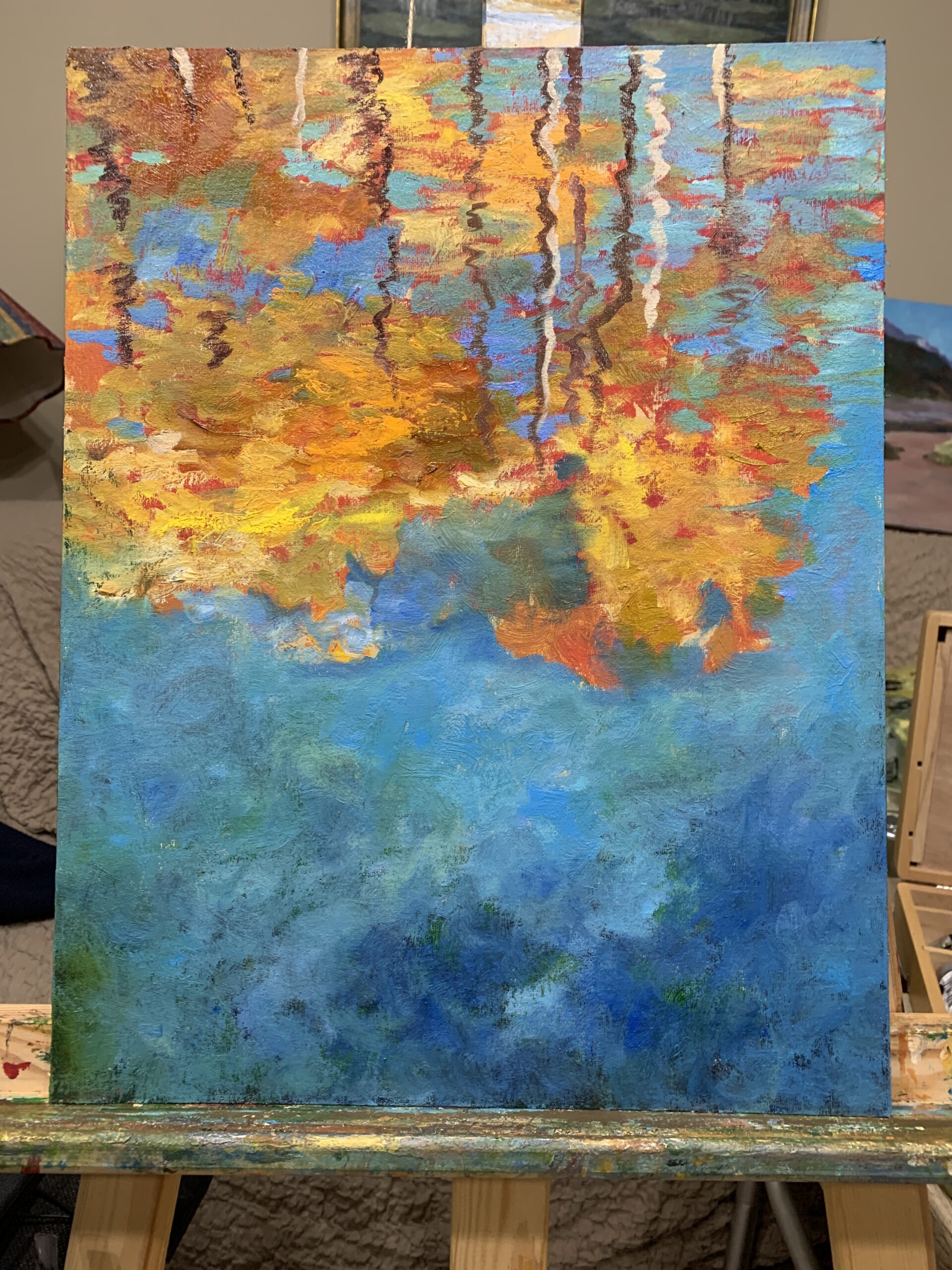 autumn landscape reflection oil painting artist Albert Safiullin autumn landscape reflection oil painting artist Albert Safiullin