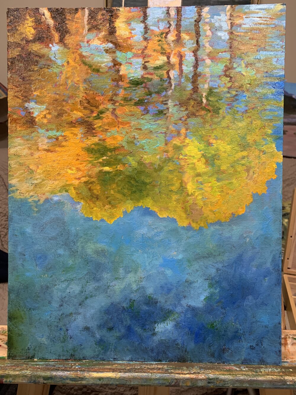 autumn landscape reflection oil painting artist Albert Safiullin