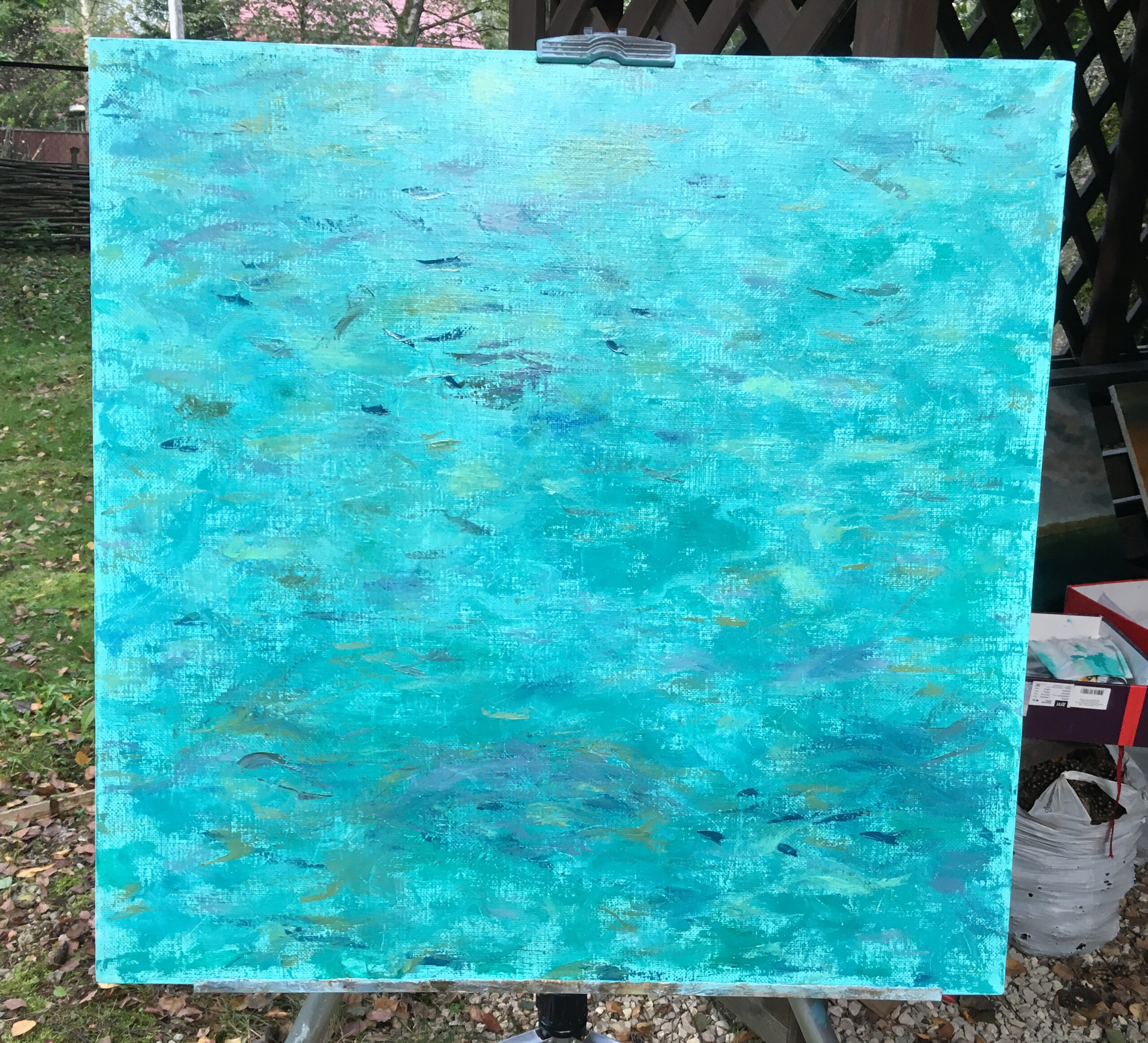 On the Reef oil painting by Albert Safiullin Ocean shark Reef Maldives oil painting artist Albert Safiullin
