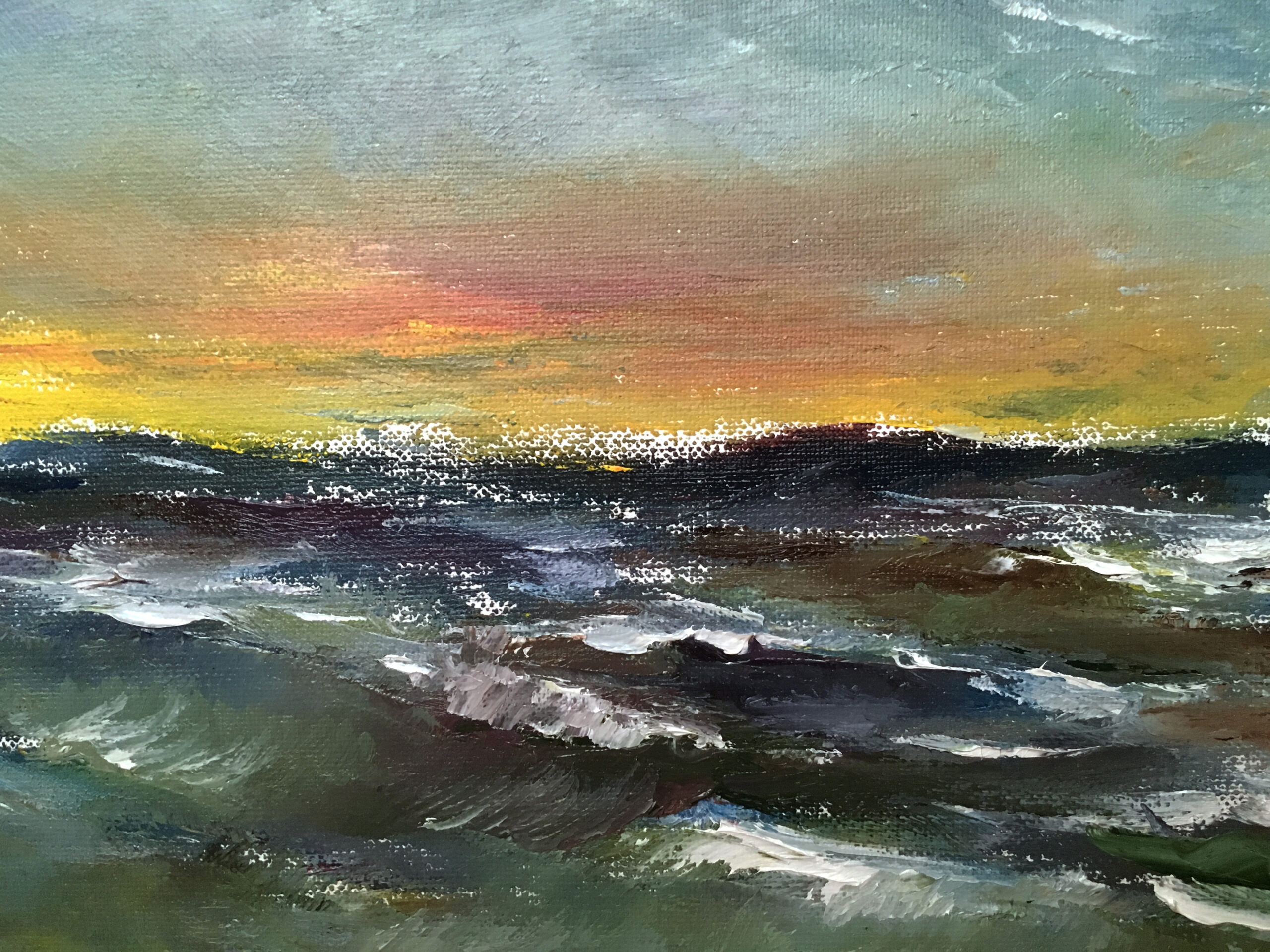 Stormy Sunset landscape oil painting artist Albert Safiullin