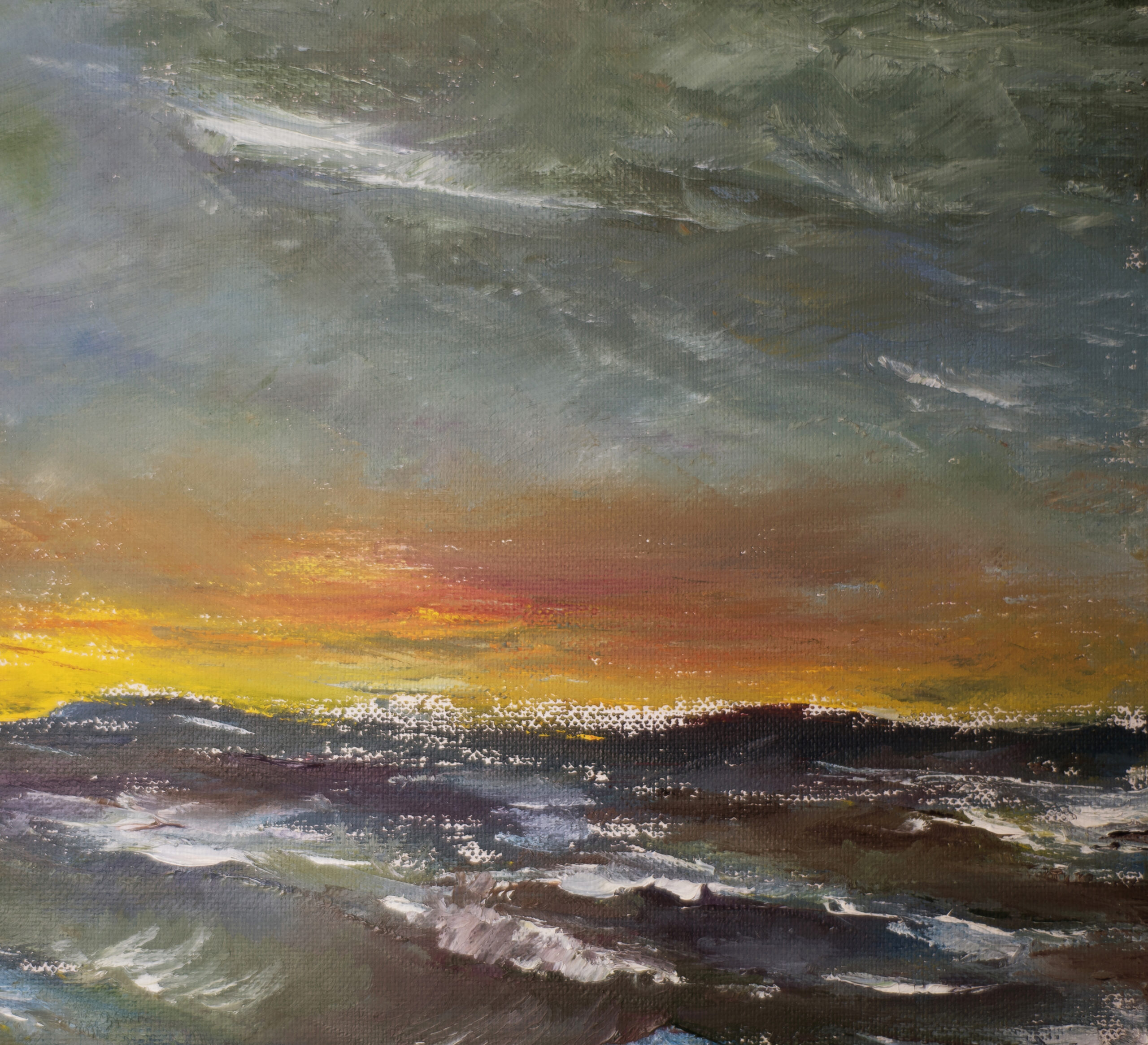 Stormy Sunset landscape oil painting artist Albert Safiullin