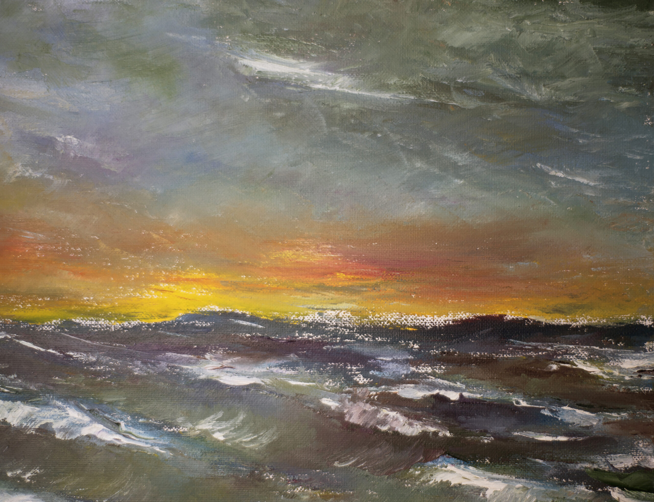 Stormy Sunset landscape oil painting artist Albert Safiullin