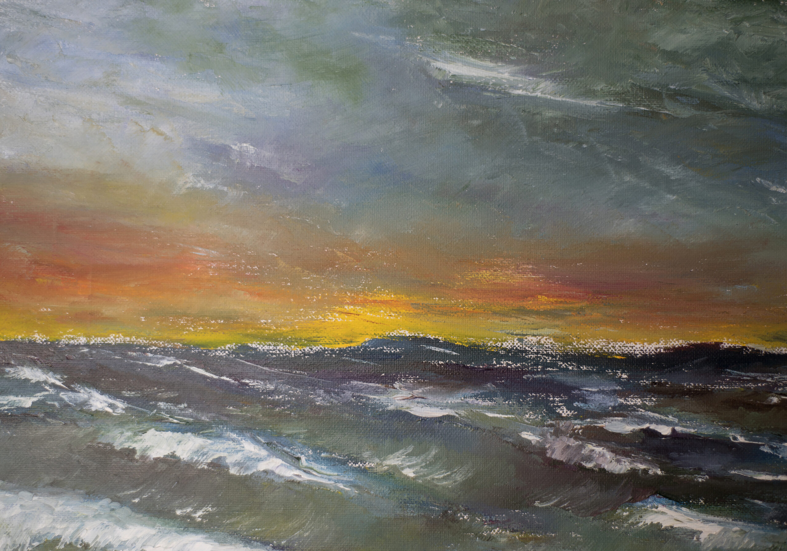 Stormy Sunset landscape oil painting artist Albert Safiullin