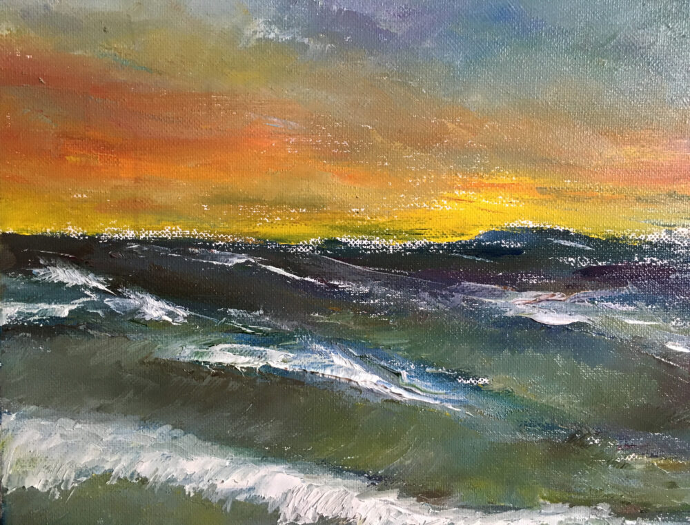 Stormy Sunset landscape oil painting artist Albert Safiullin