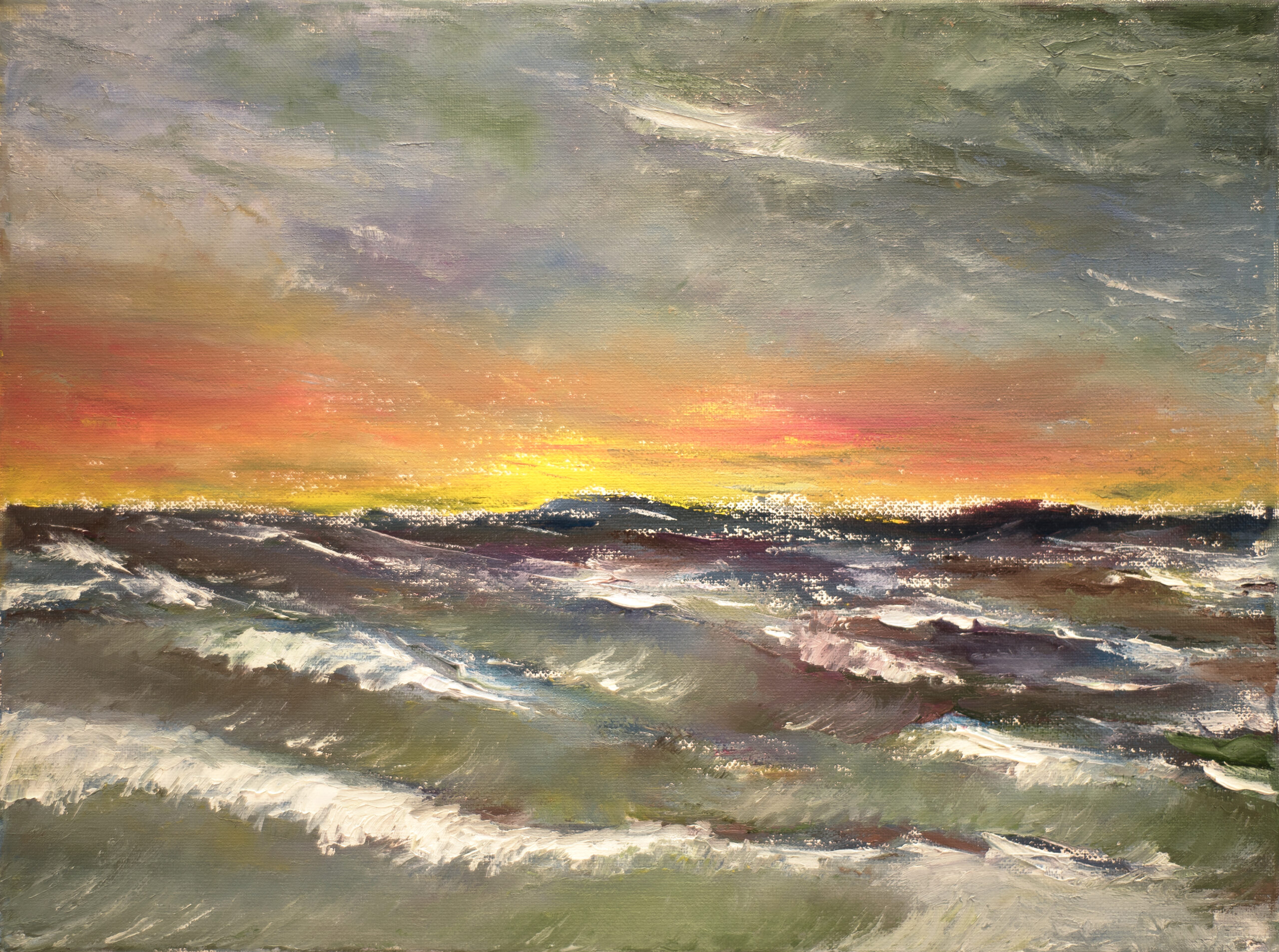 Stormy Sunset landscape oil painting artist Albert Safiullin
