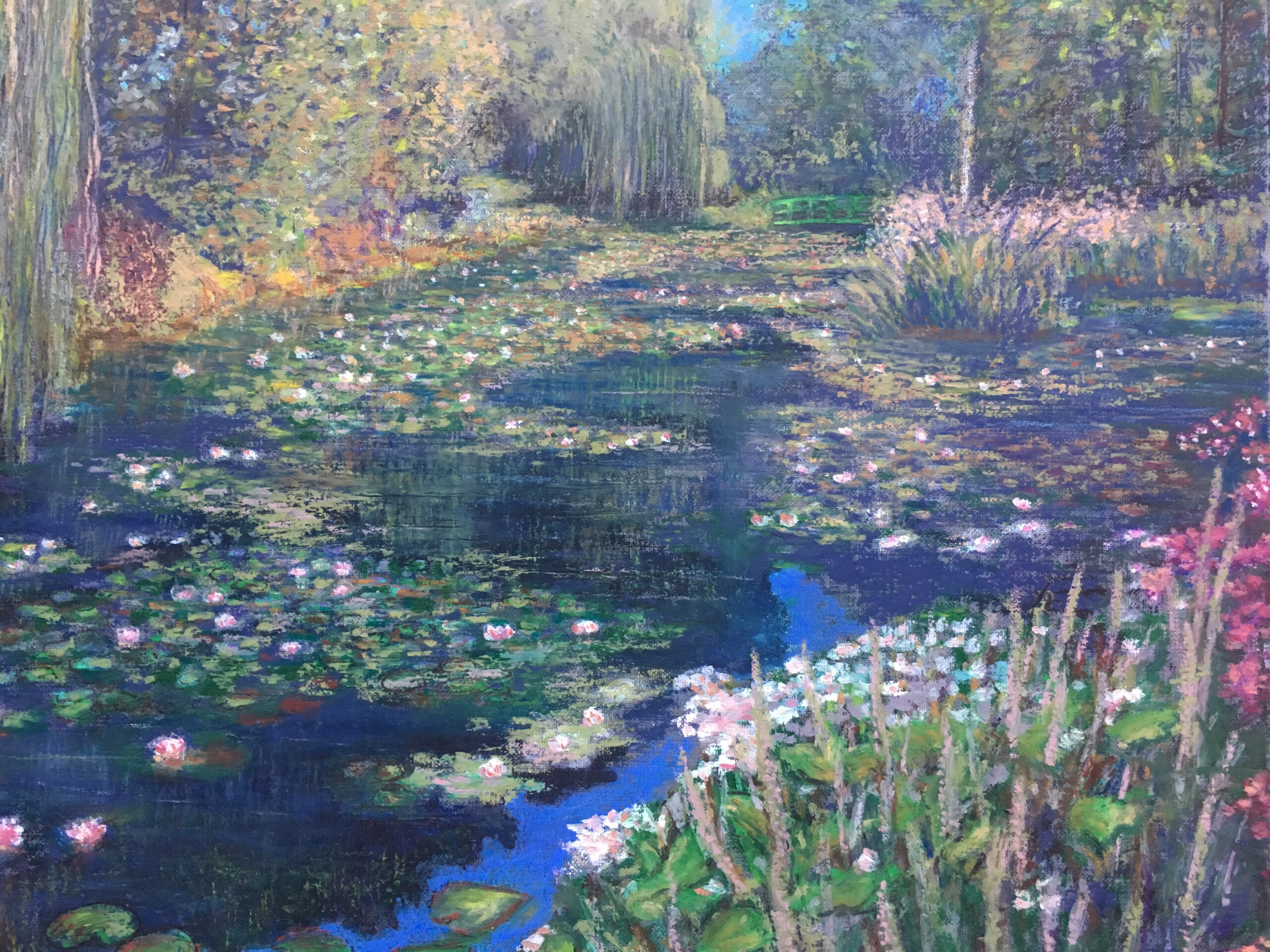 Pond at Giverny painting by Albert Safiullin Pond Giverny Monet oil pastel painting artist Albert Safiullin