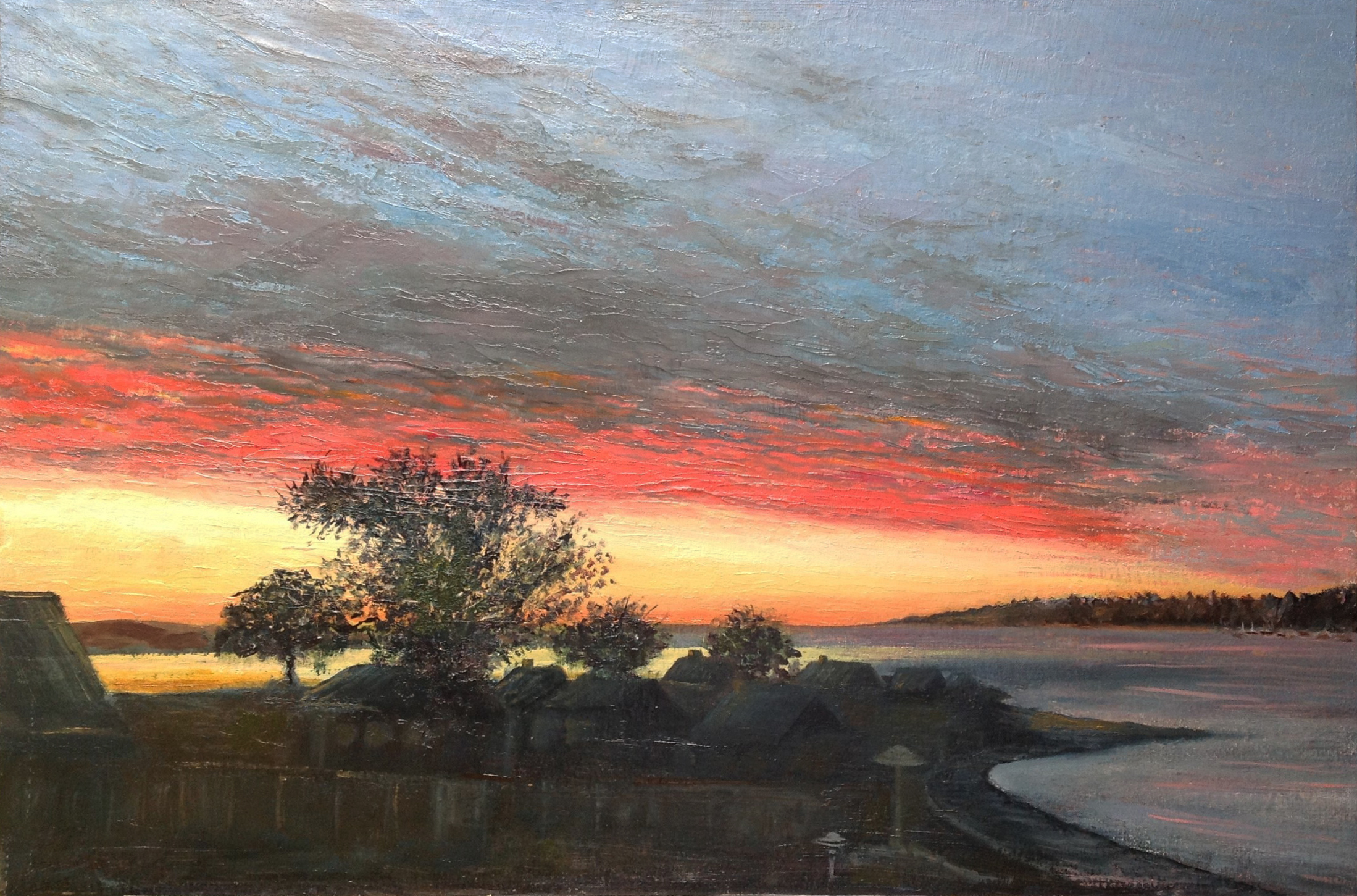 Dawn on the Gulf of Morbihan painting by Albert Safiullin Dawn Morbihan sea Bretagne oil painting Albert Safiullin