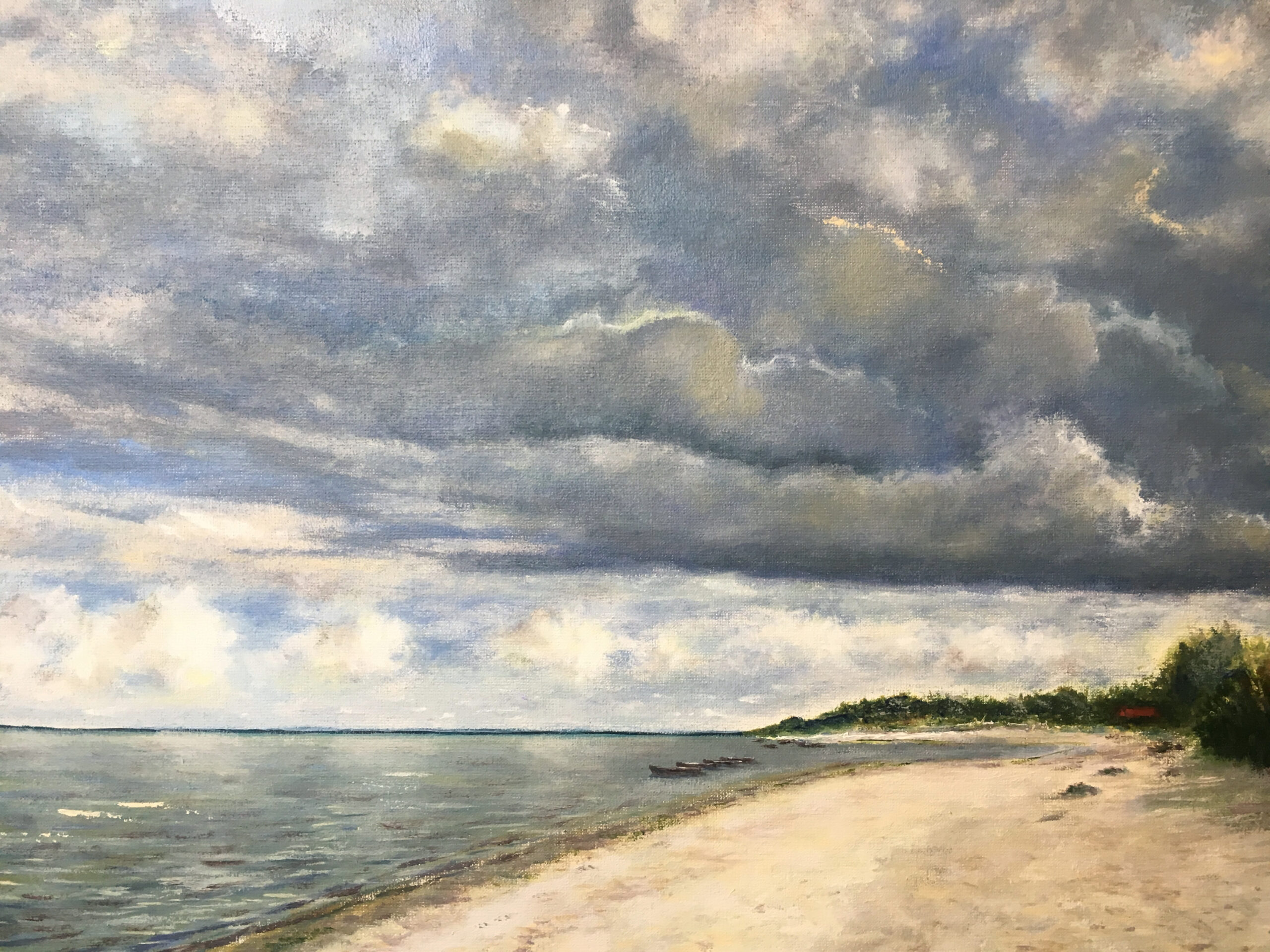 The sea in Ragaciems Before the rain painting by Albert Safiullin Sea Ragaciems landscape Latvija Jurmala oil painting Albert Safiullin