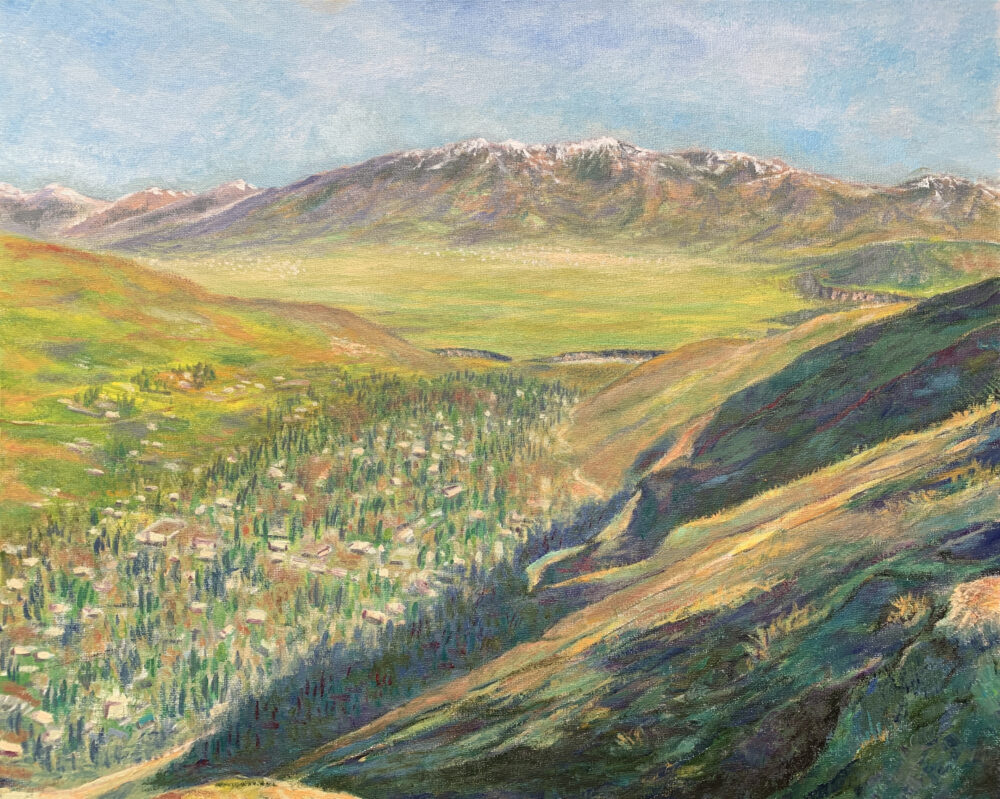 Mountain landscape Safedchashma Samsoliq village oil painting artist Albert Safiullin