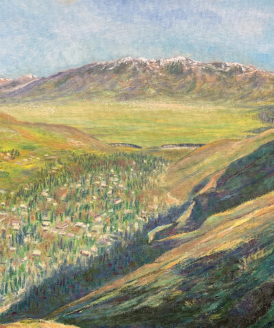 Mountain landscape Safedchashma Samsoliq village oil painting artist Albert Safiullin
