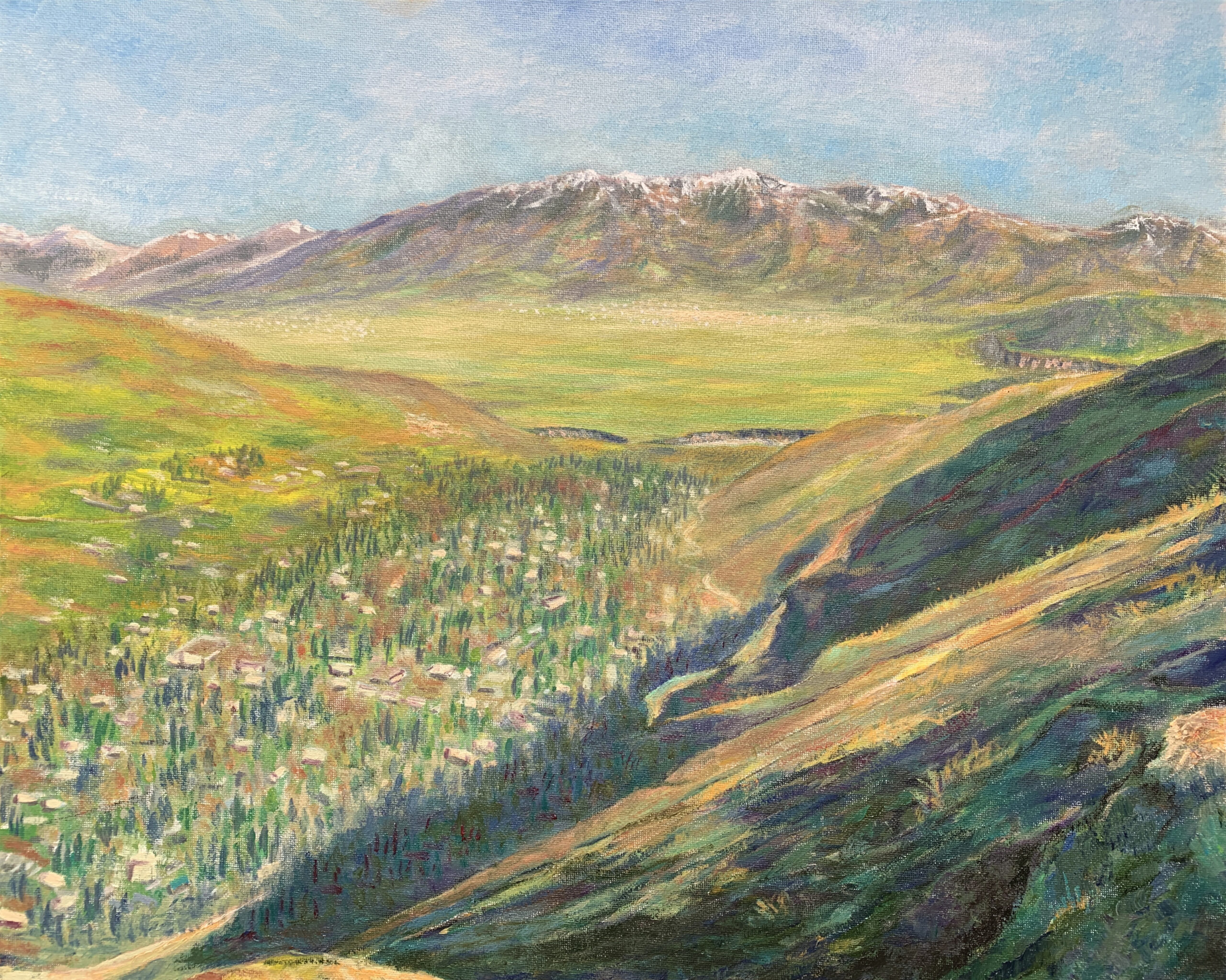 Mountain landscape Safedchashma Samsoliq village oil painting artist Albert Safiullin