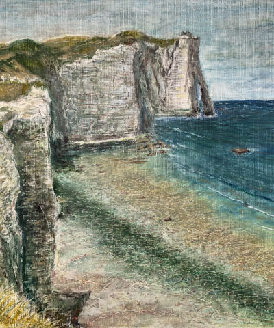 Etretat Normandy oil pastel painting artist Albert Safiullin