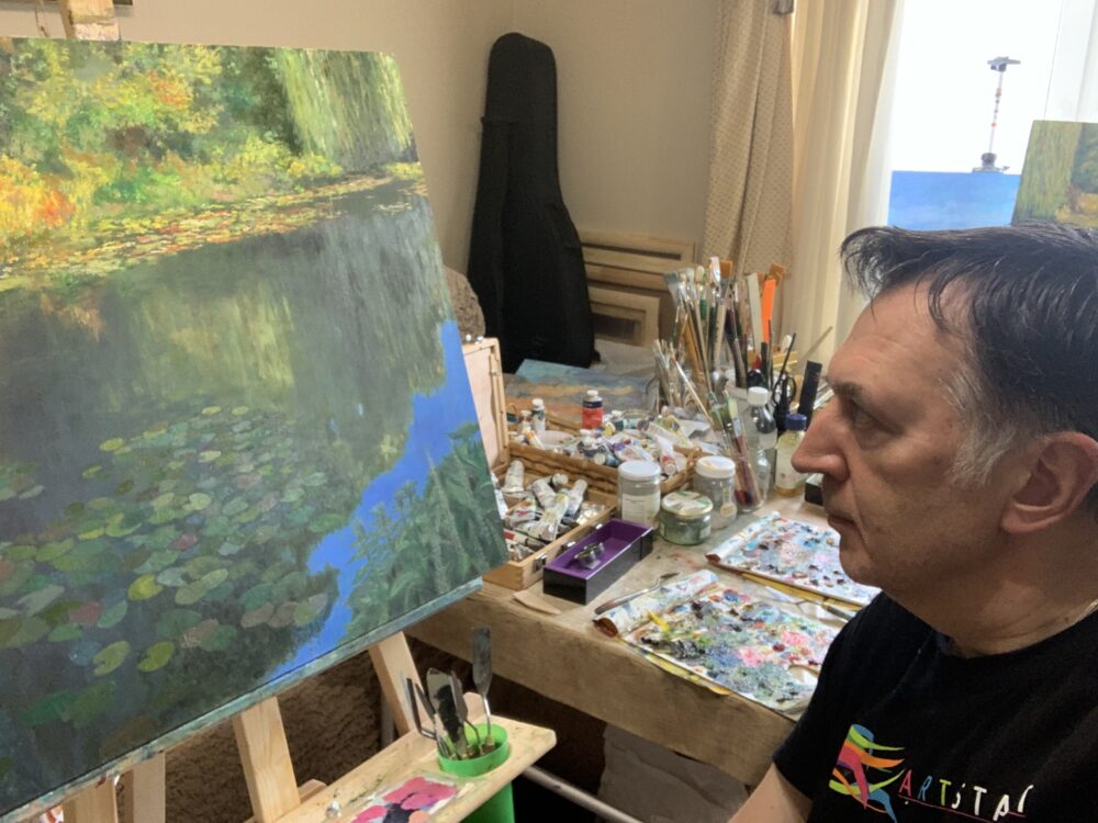 Monet pond Giverny landscape lillies artist oil painting Albert Safiullin