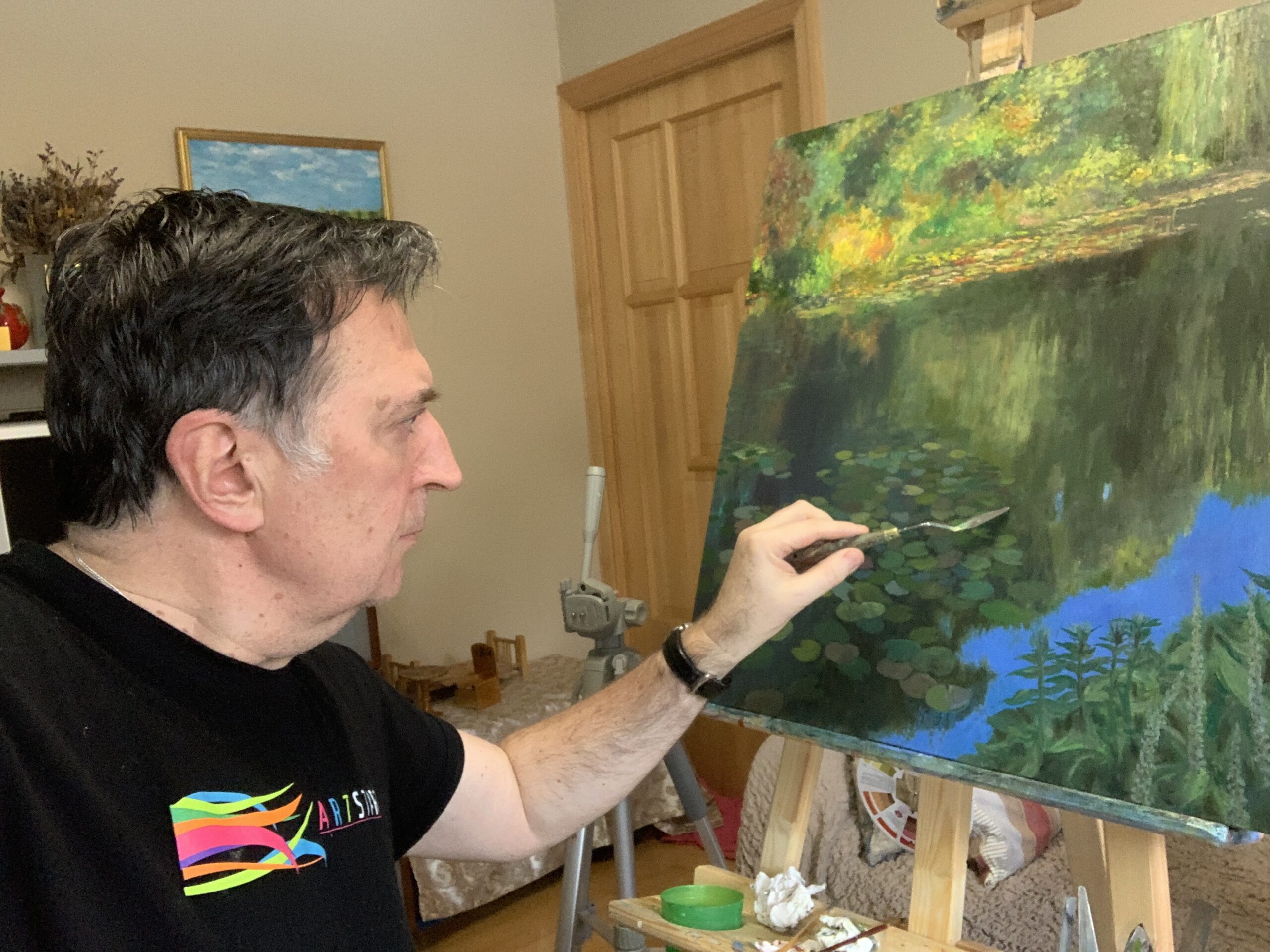 ond at Giverny by Albert Safiullin Monet pond Giverny landscape lillies artist oil painting Albert Safiullin