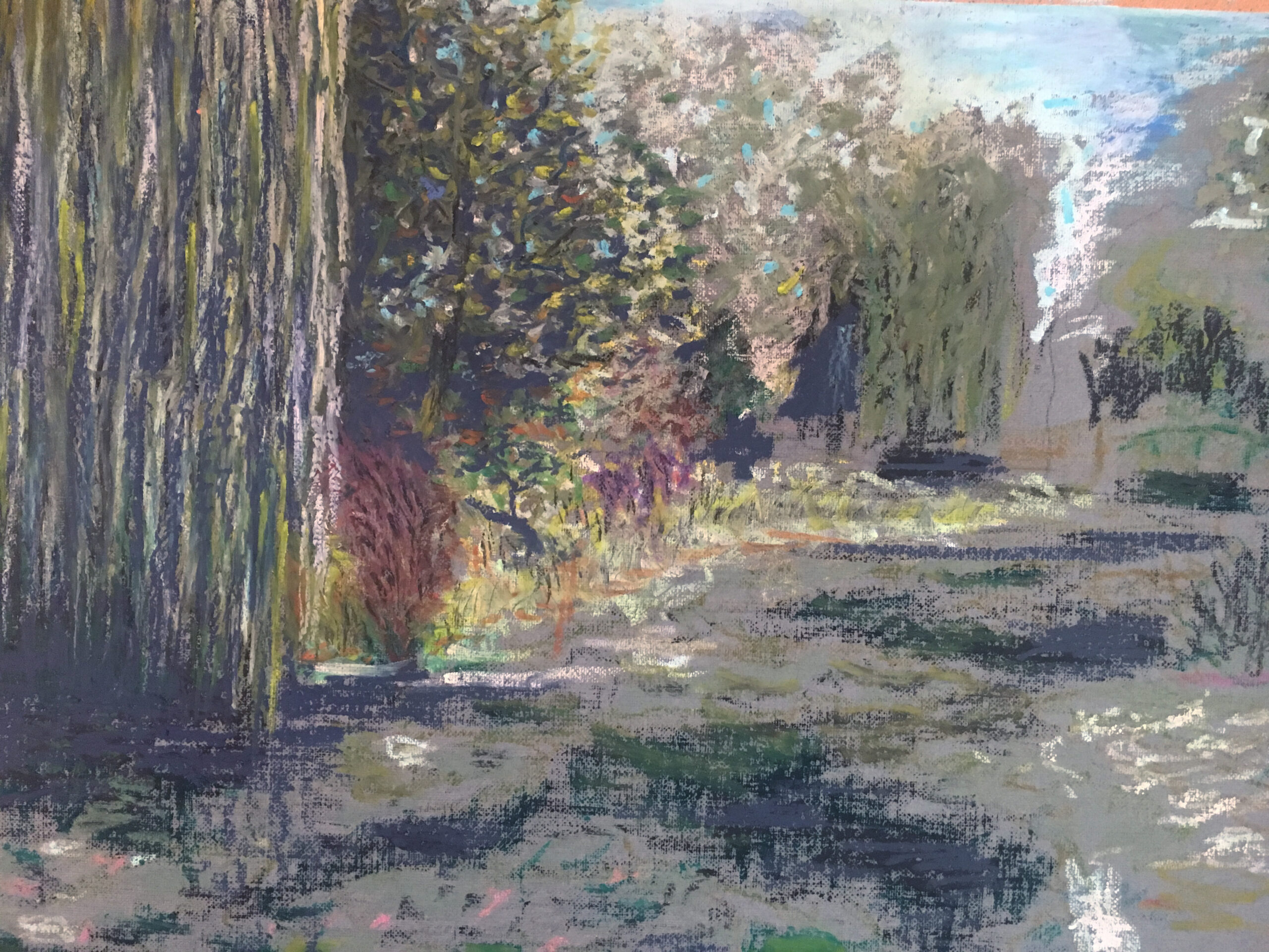 Pond at Giverny painting by Albert Safiullin Pond Giverny Monet oil pastel painting artist Albert Safiullin