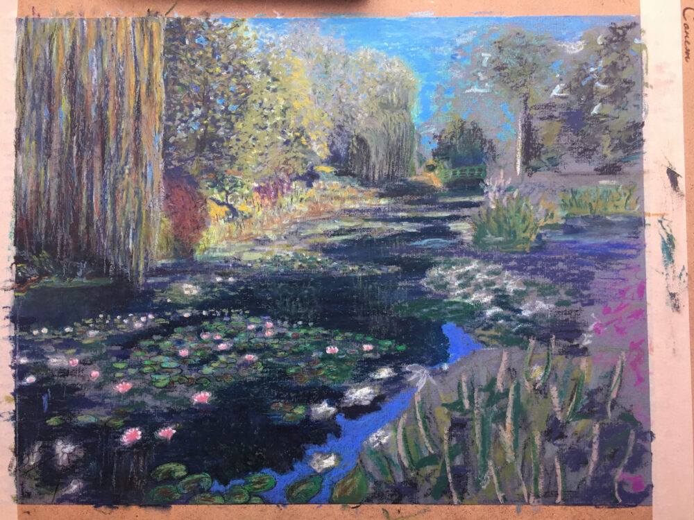 Pond Giverny Monet oil pastel painting artist Albert Safiullin