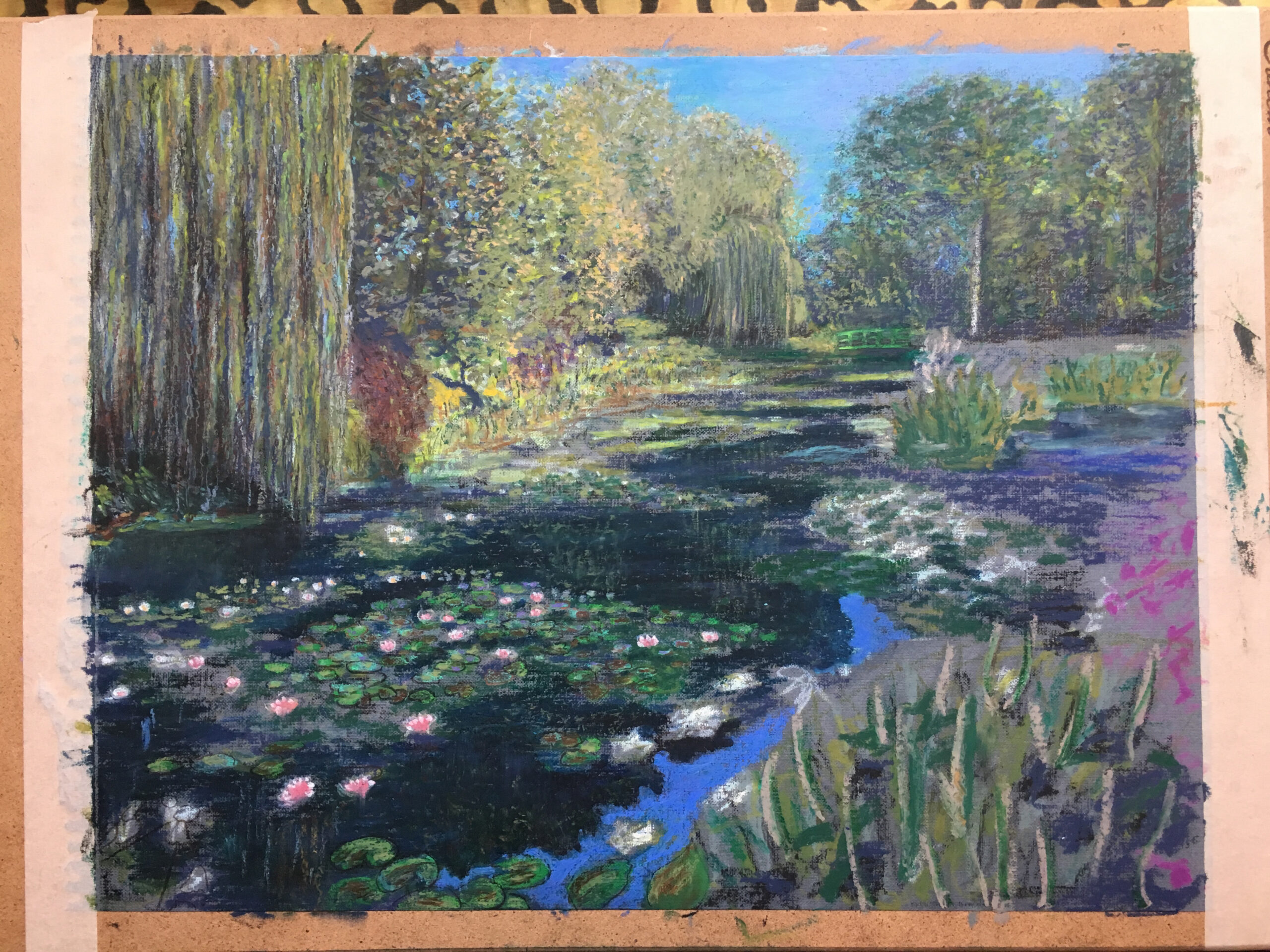 Pond at Giverny painting by Albert Safiullin Pond Giverny Monet oil pastel painting artist Albert Safiullin