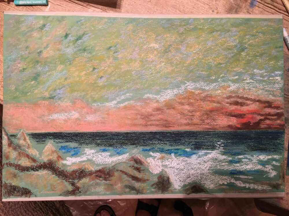 Mediterranean Sea Courbet oil pastel painting artist Albert Safiullin