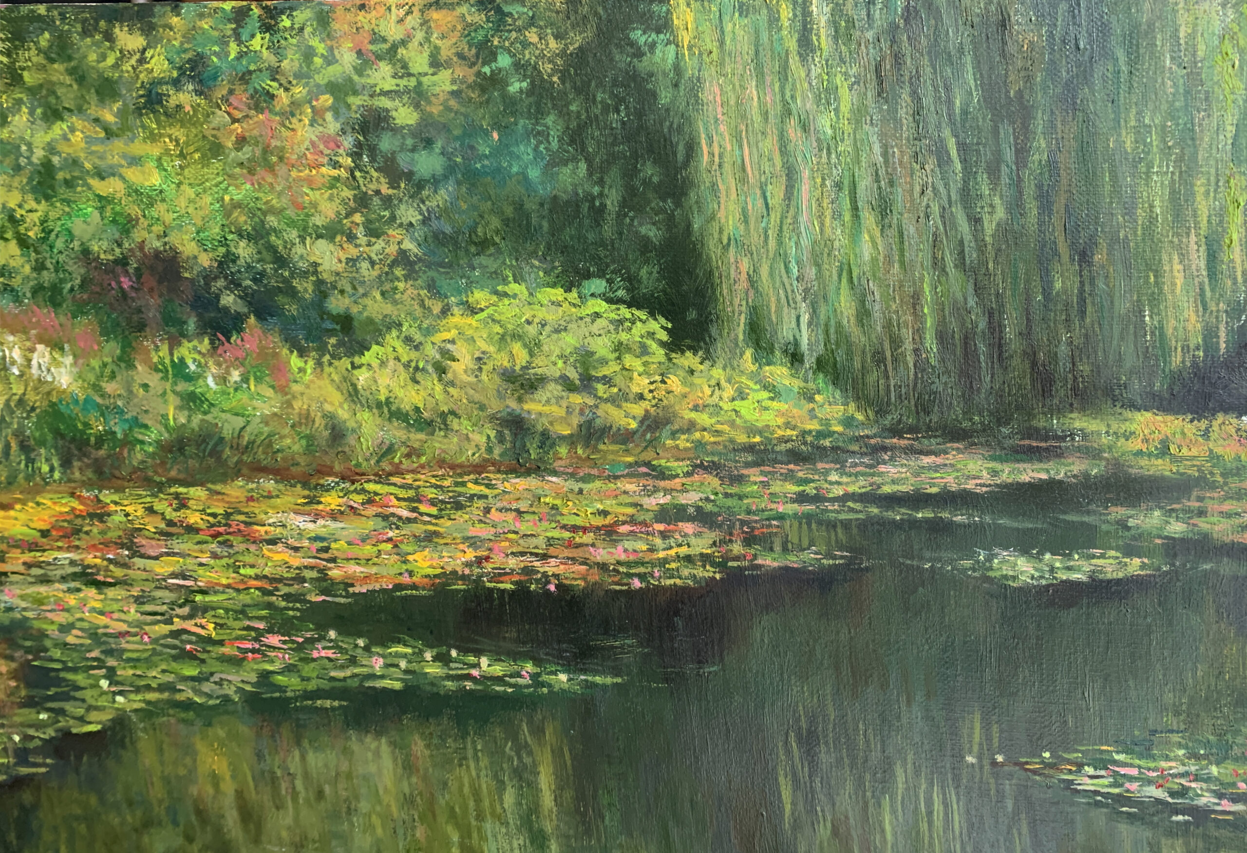 ond at Giverny by Albert Safiullin Monet pond Giverny landscape lillies artist oil painting Albert Safiullin