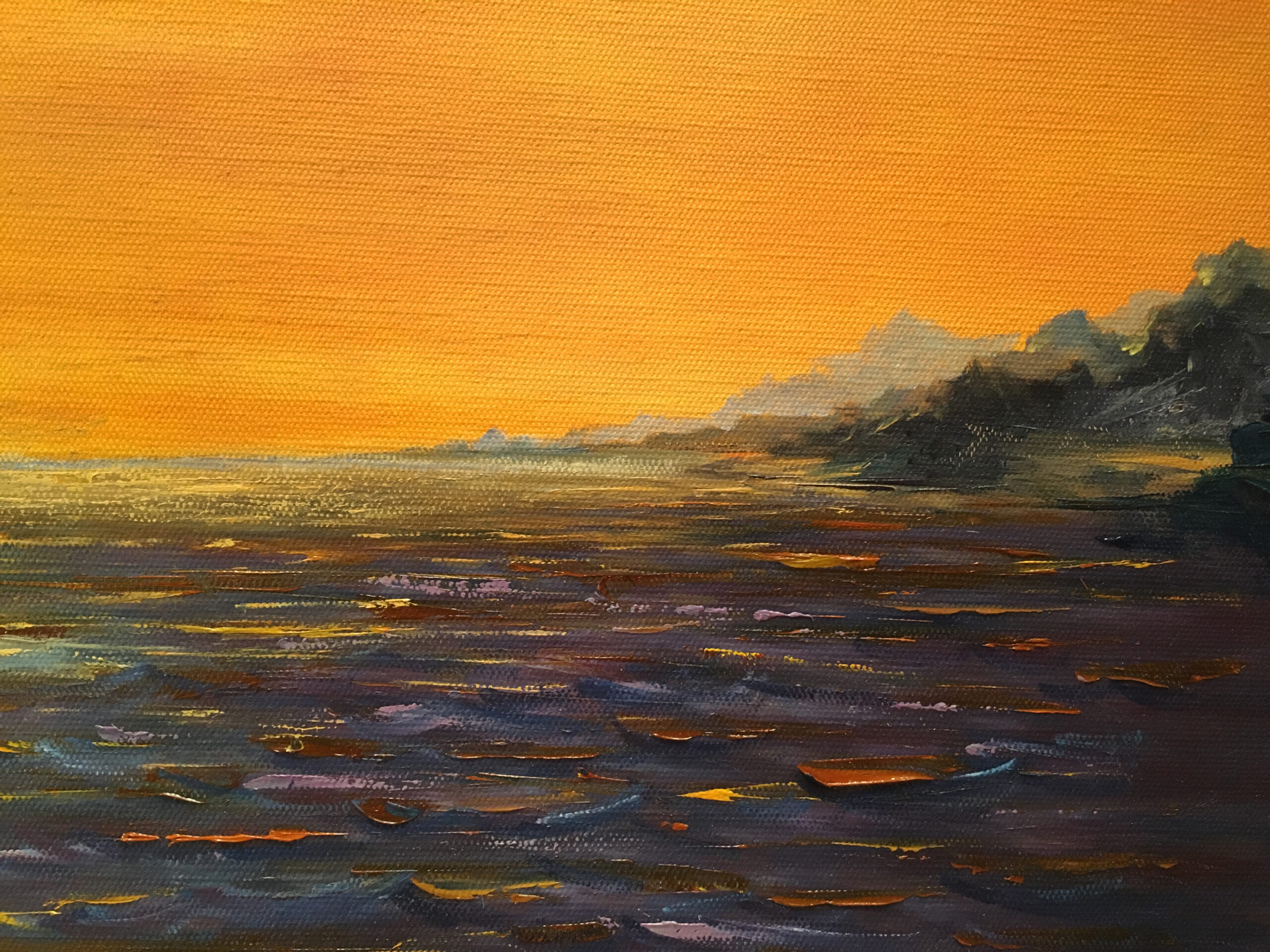 Black Sea in April oil painting by Albert Safiullin Black Sea landscape oil painting artist Albert Safiullin