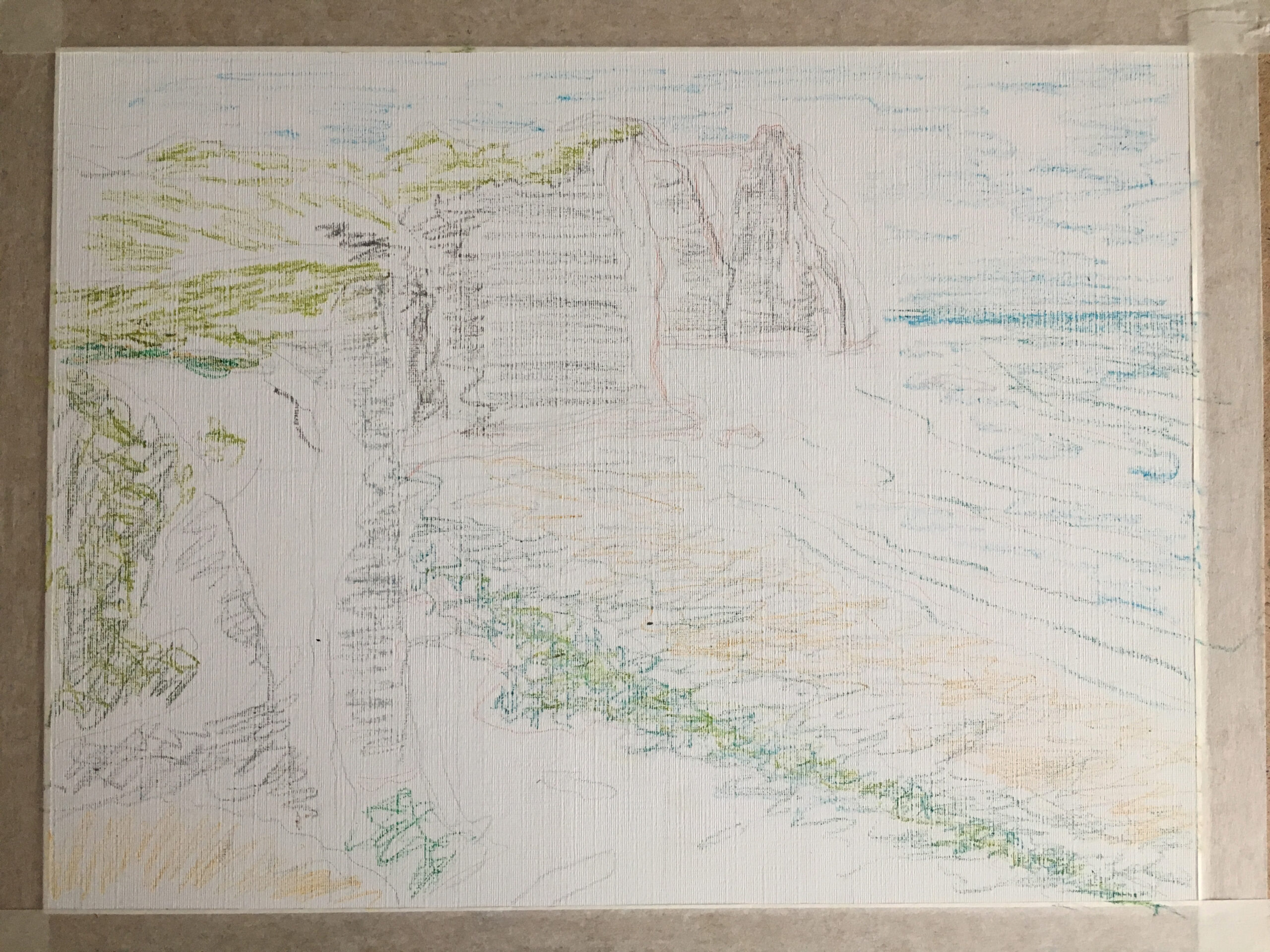Etretat Cliffs at Low Tide painting by Albert Safiullin Etretat Normandy oil pastel painting artist Albert Safiullin