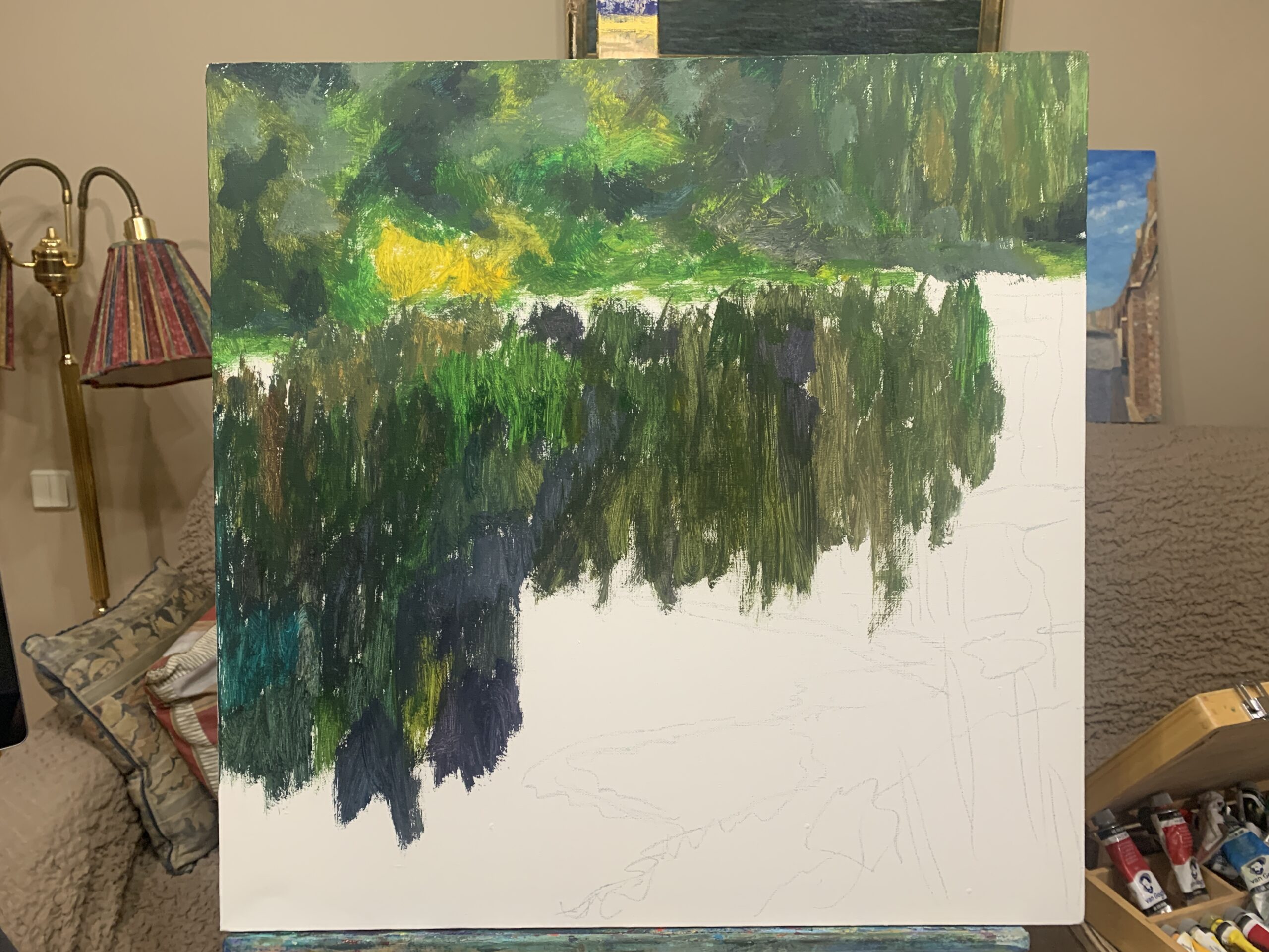ond at Giverny by Albert Safiullin Monet pond Giverny landscape lillies artist oil painting Albert Safiullin