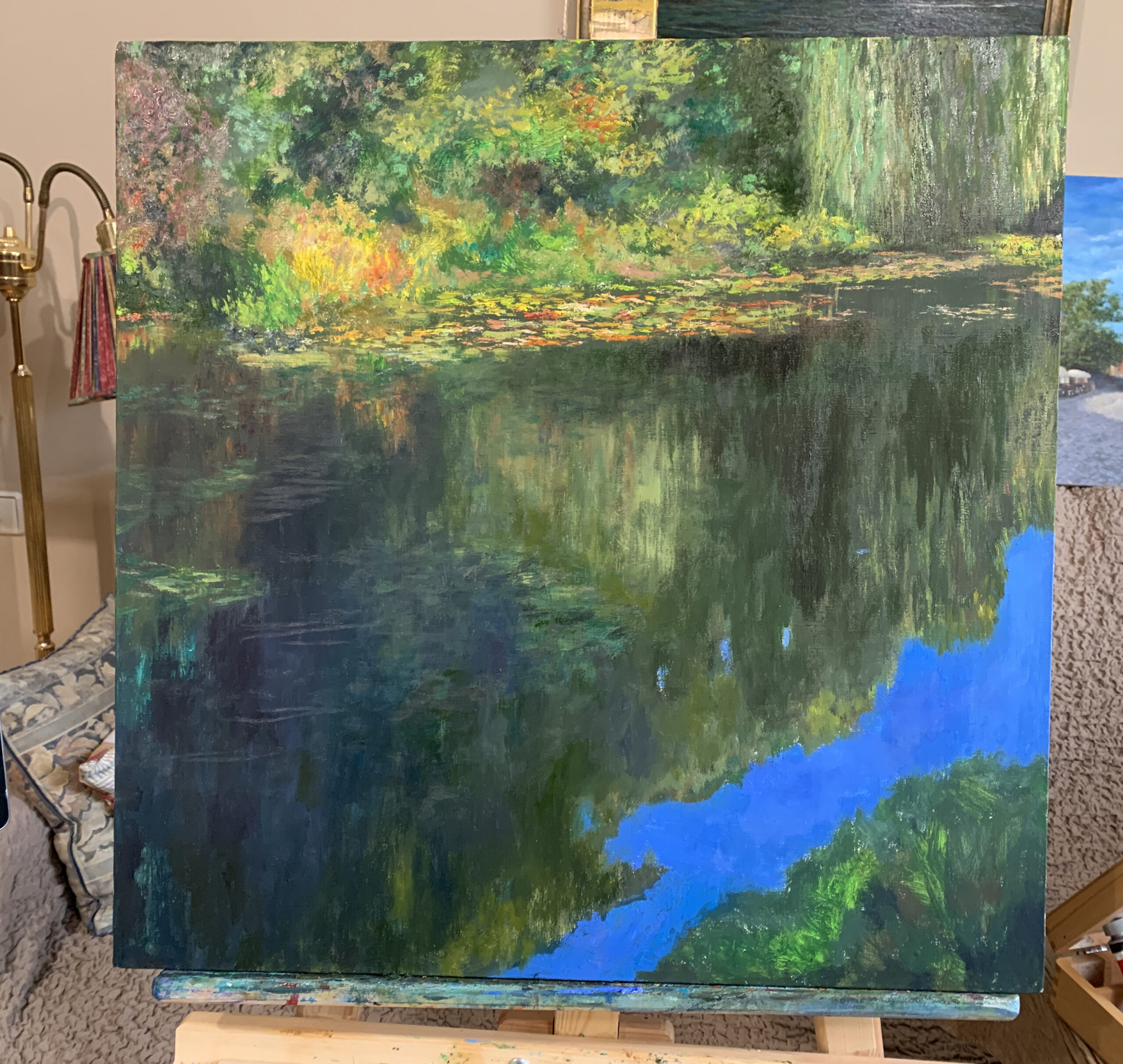 ond at Giverny by Albert Safiullin Monet pond Giverny landscape lillies artist oil painting Albert Safiullin