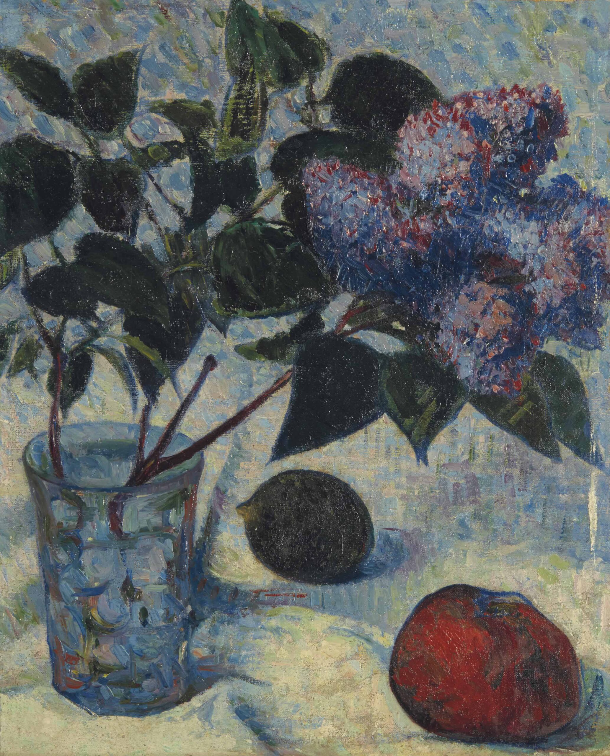 Still life with lilac by Jacob Meyer de Haan