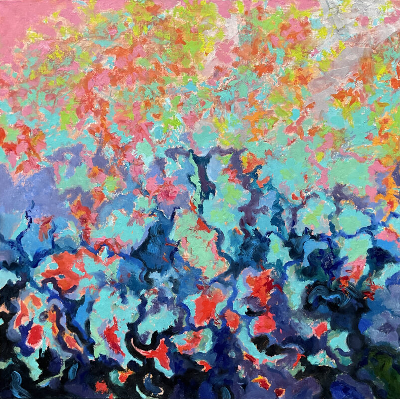 Abstract Black turquoise millennial pink oil painting Albert Safiullin