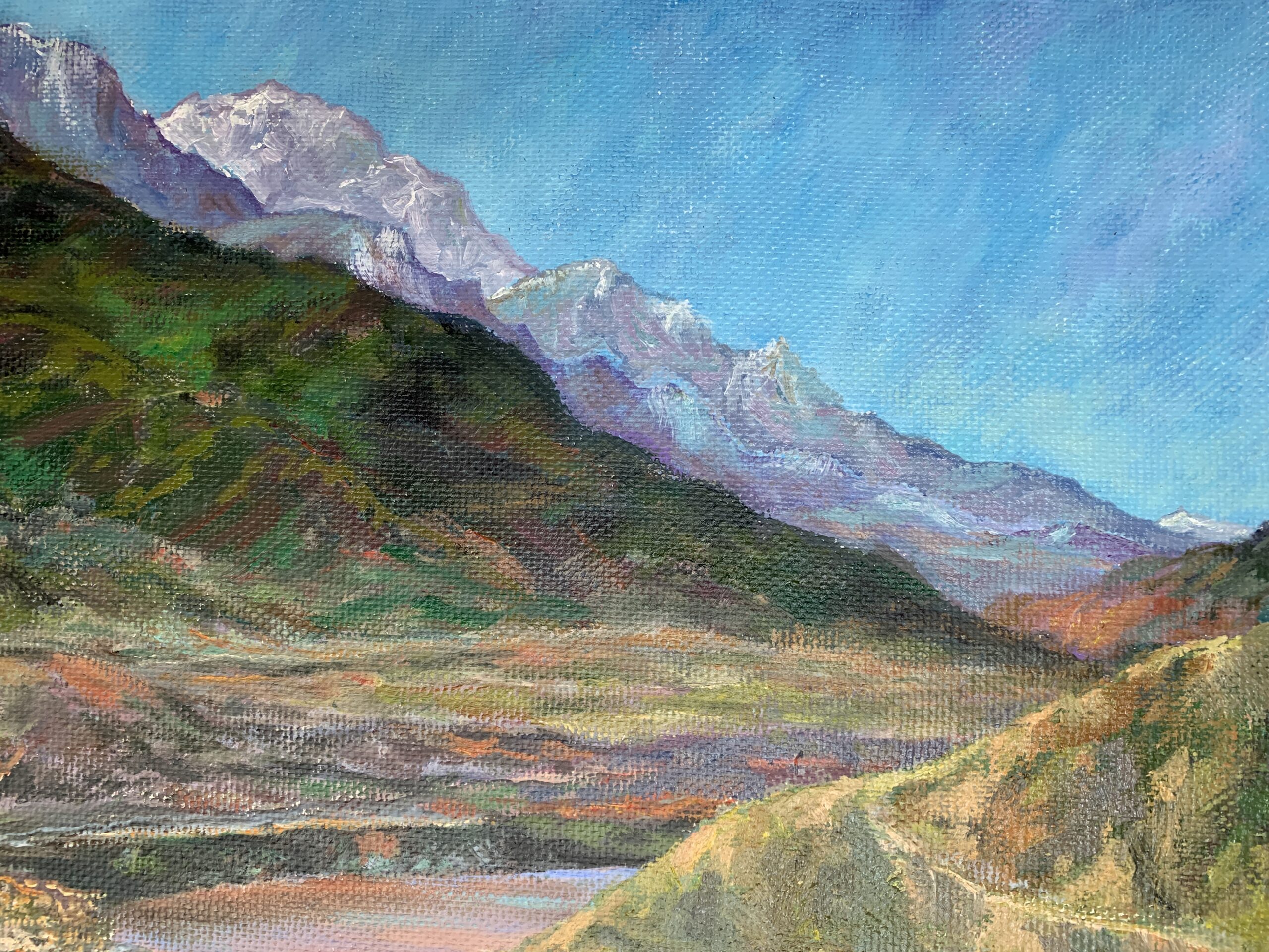 Surkhob River Safedchashma village landscape oil painting Albert Safiullin